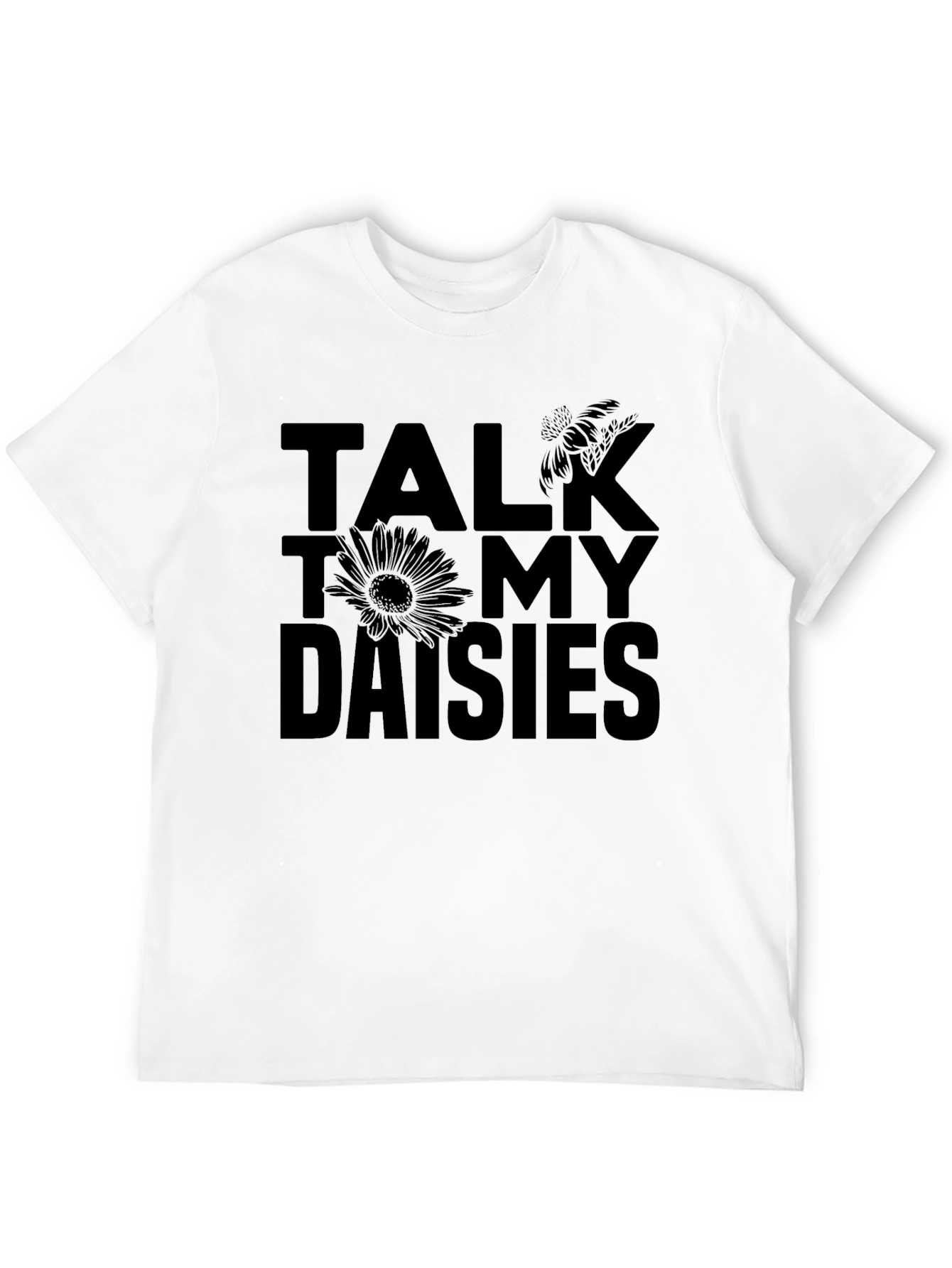 Talk To My Daisies Black Graphic Tee