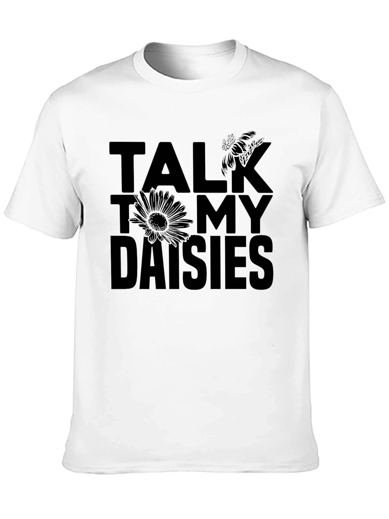 Talk To My Daisies Black Graphic Tee