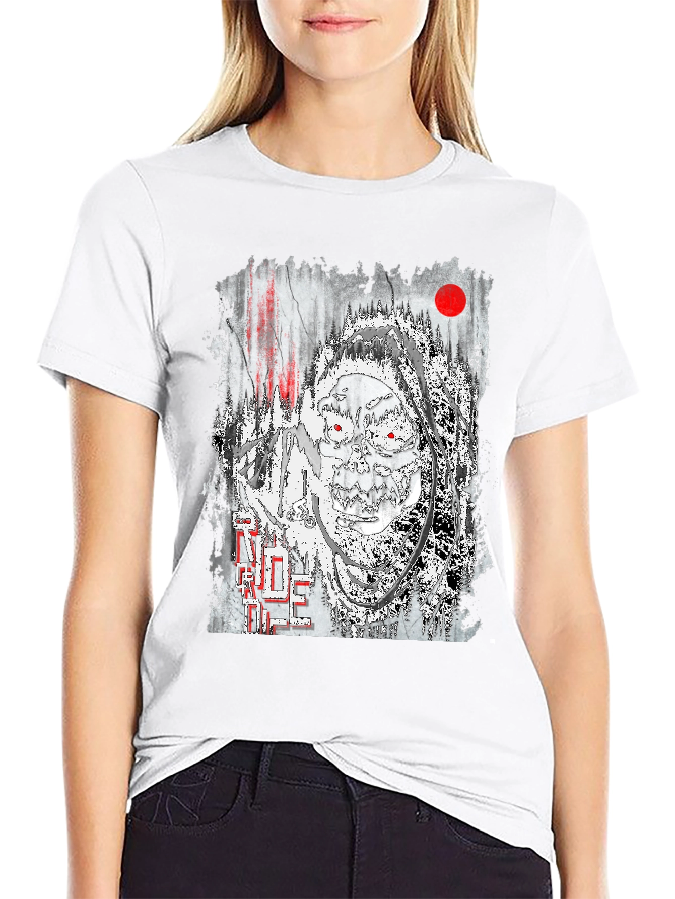 Unique Grim Reaper Graphic Print Black T-Shirt