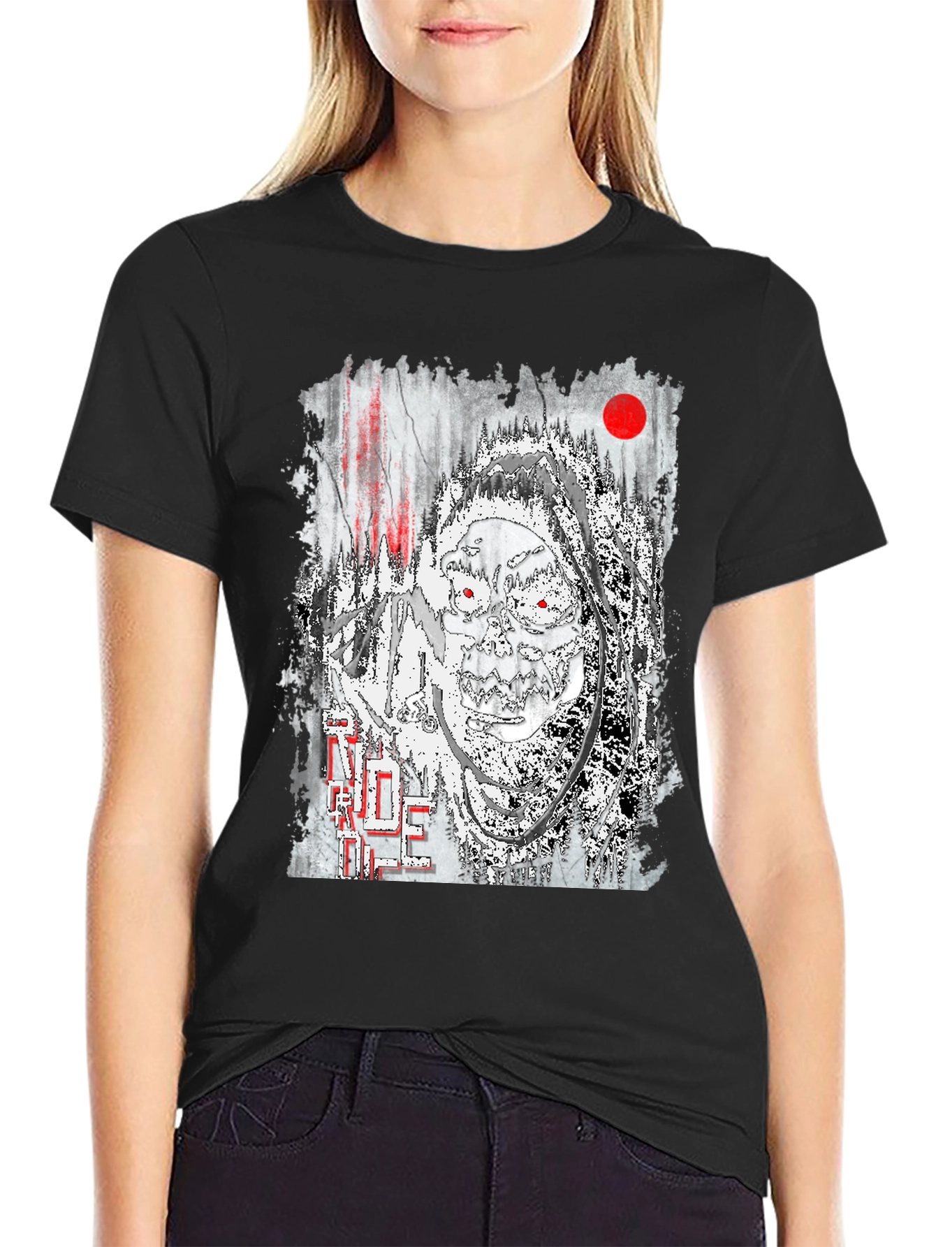 Unique Grim Reaper Graphic Print Black T-Shirt