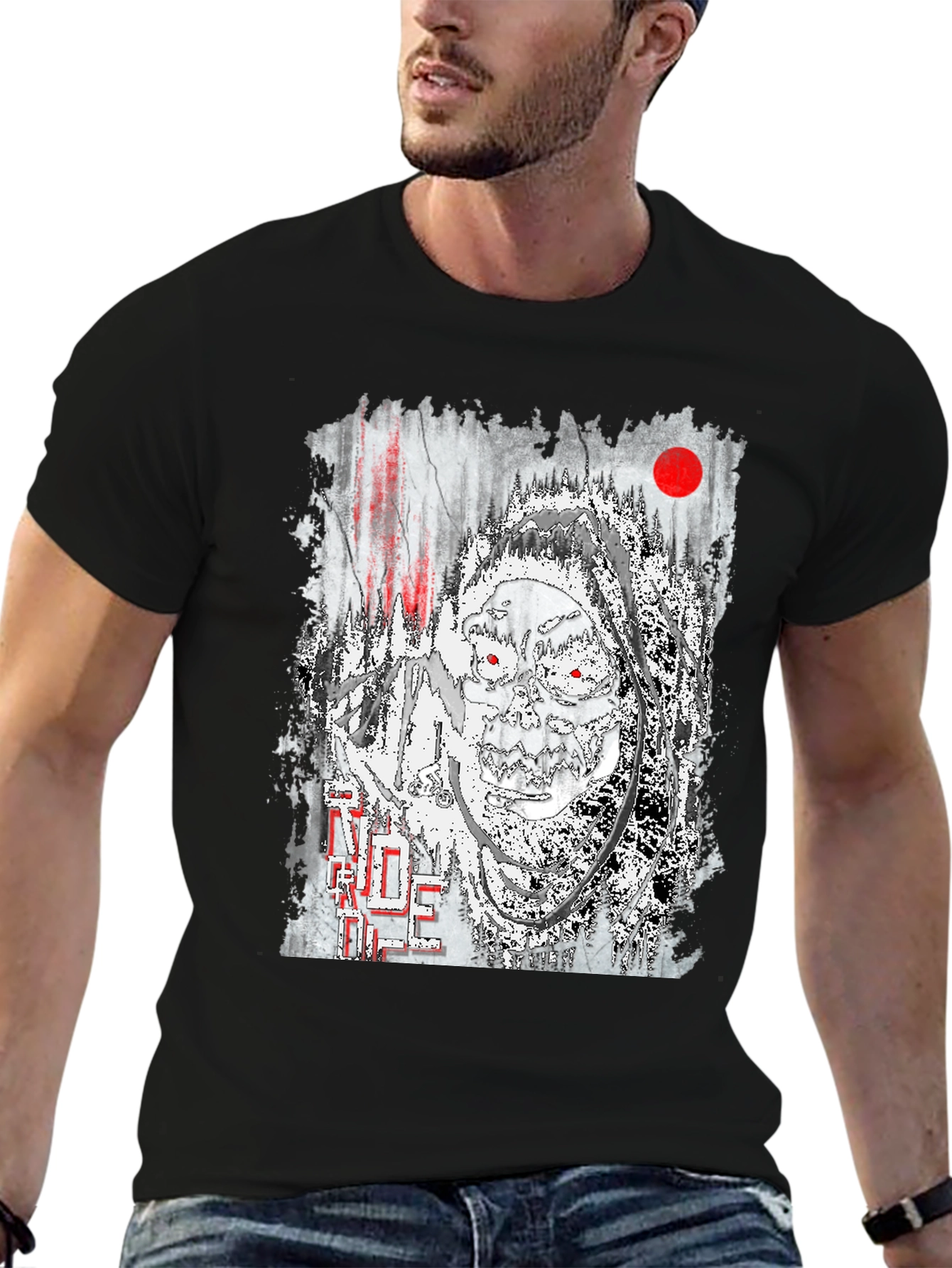 Unique Grim Reaper Graphic Print Black T-Shirt