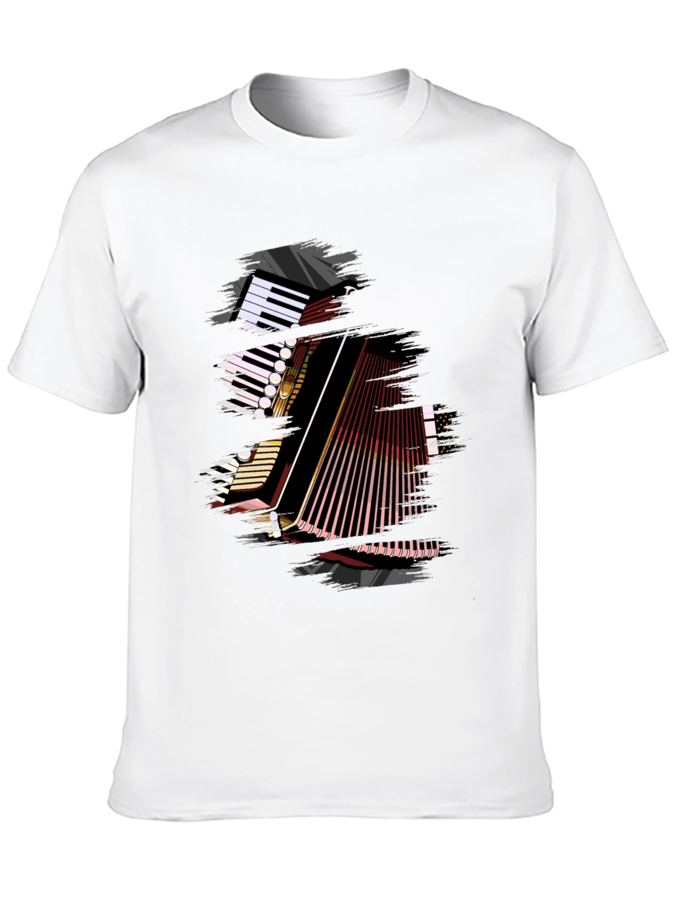 Accordion Graphic Print Black T-Shirt
