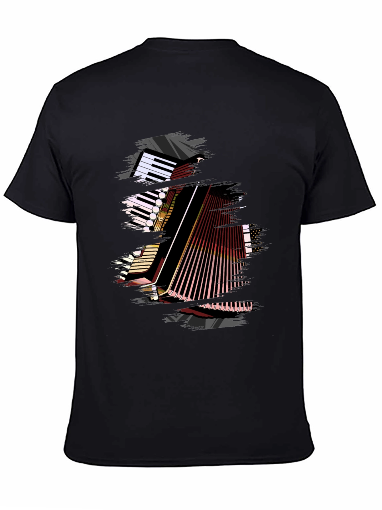 Accordion Graphic Print Black T-Shirt