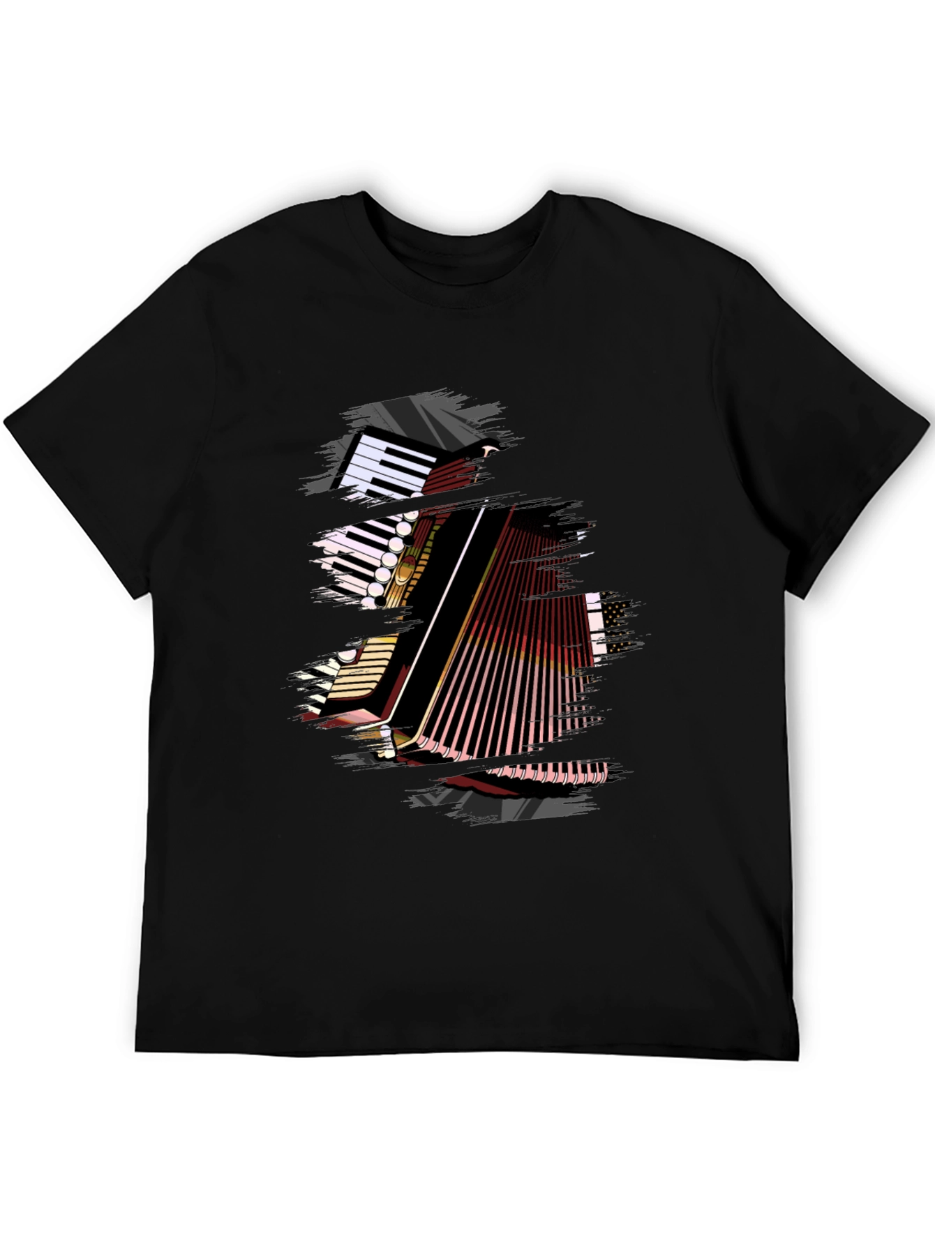 Accordion Graphic Print Black T-Shirt