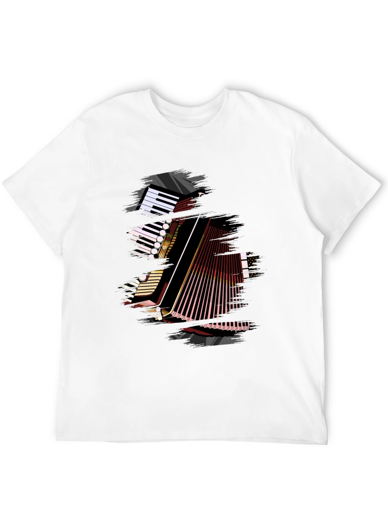 Accordion Graphic Print Black T-Shirt