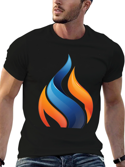 Modern Flame Graphic Black T-Shirt