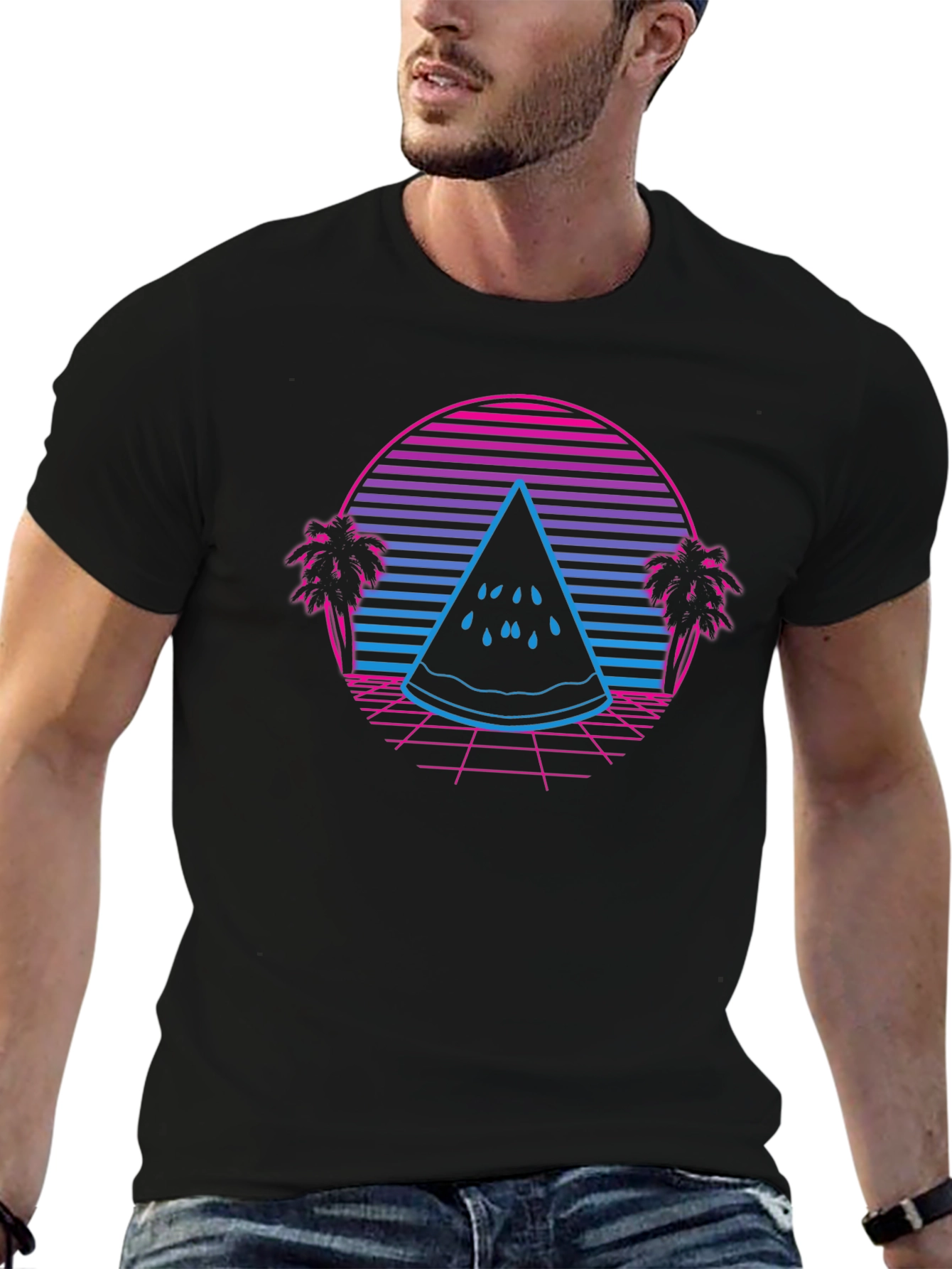 Retro Watermelon T-Shirt - Synthwave Summer Style