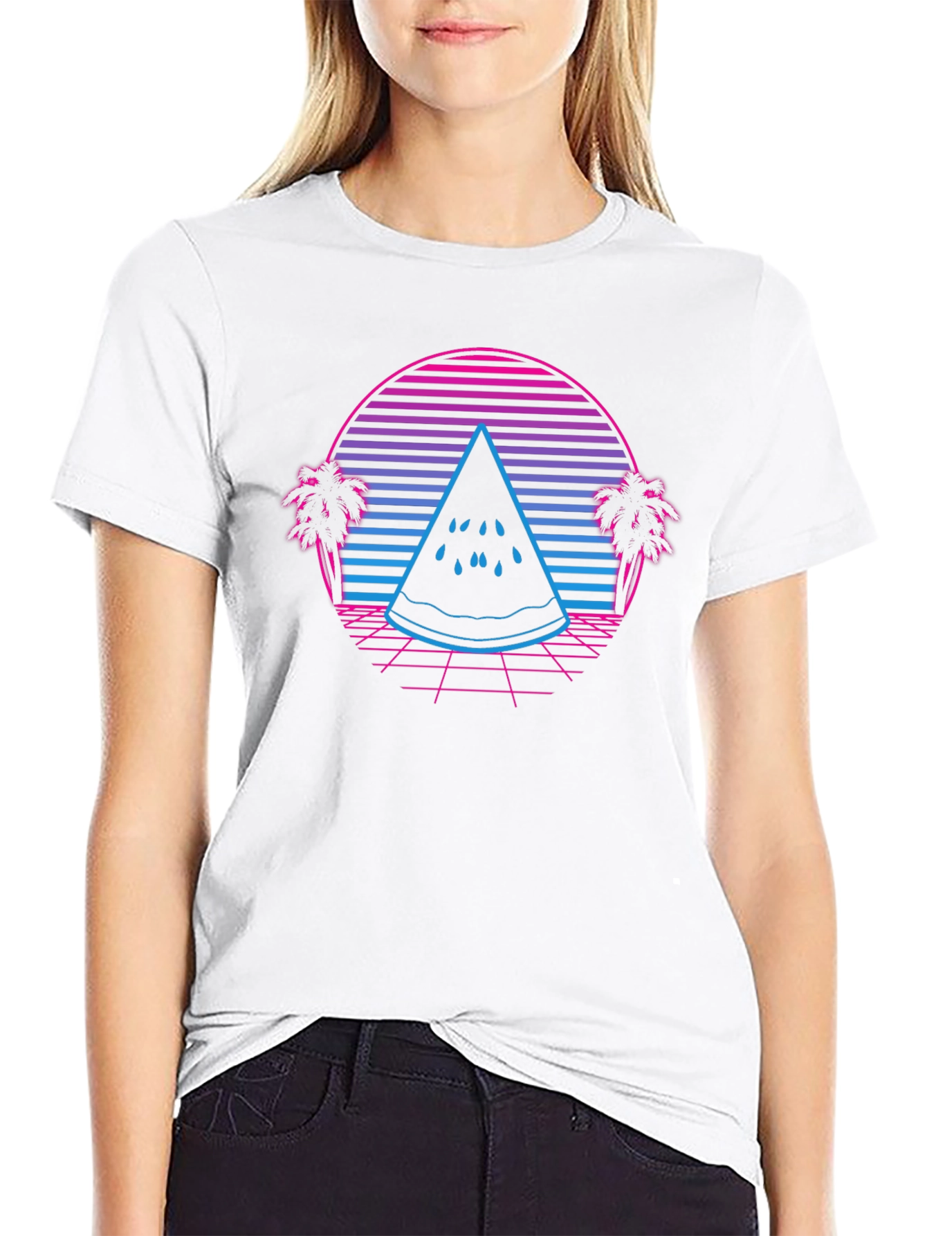 Retro Watermelon T-Shirt - Synthwave Summer Style