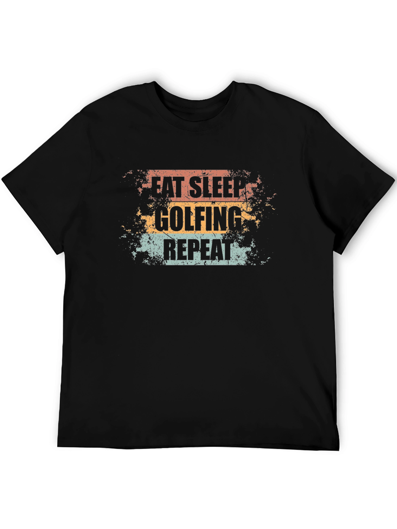 Eat Sleep Golfing Repeat Graphic Tee - Black