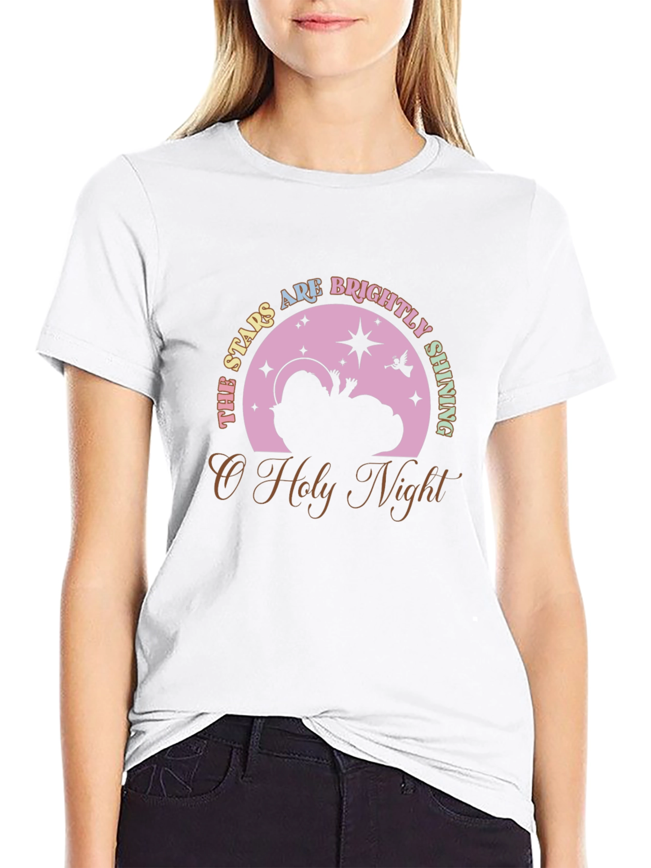 O Holy Night Stars Brightly Shining Christmas T-Shirt