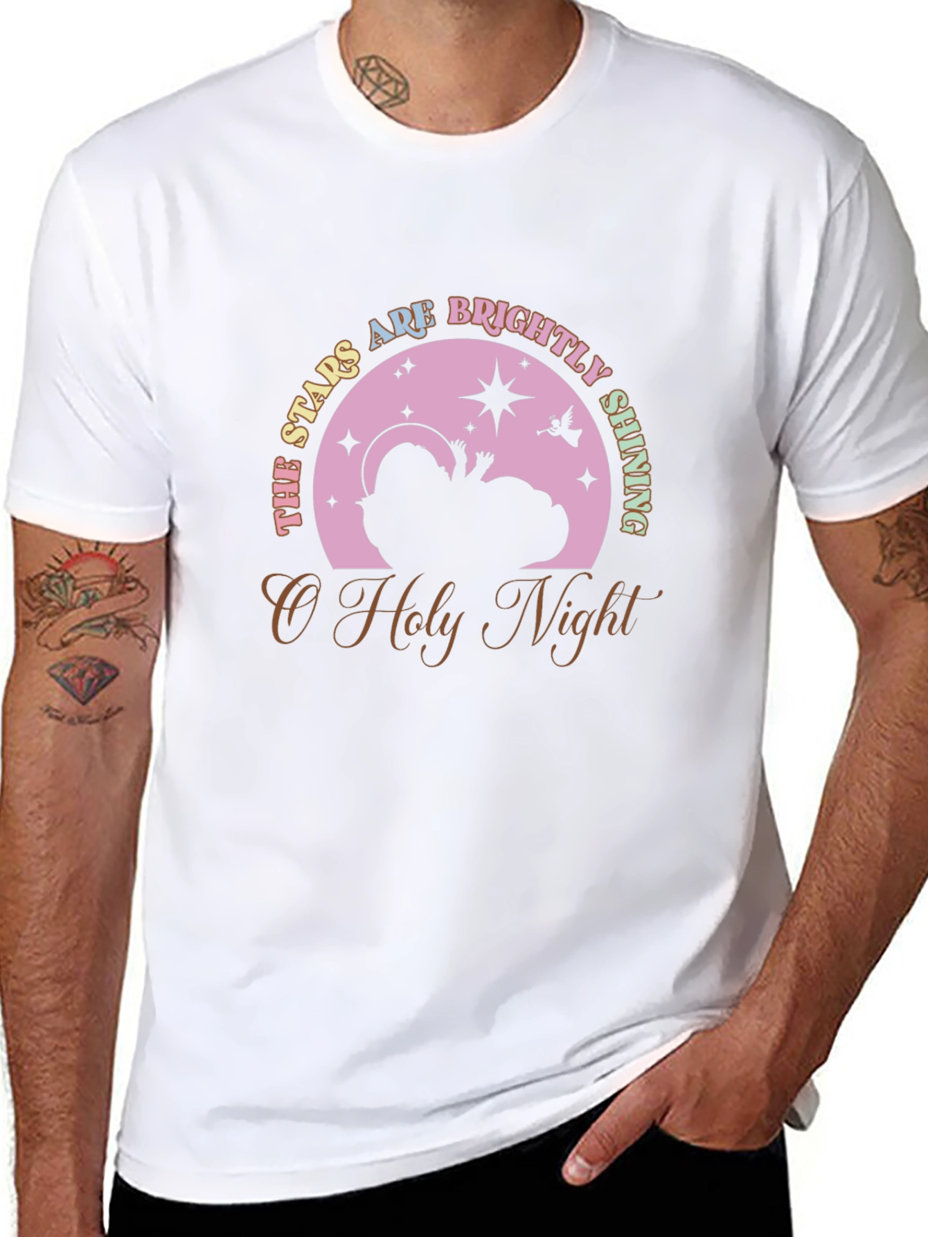 O Holy Night Stars Brightly Shining Christmas T-Shirt