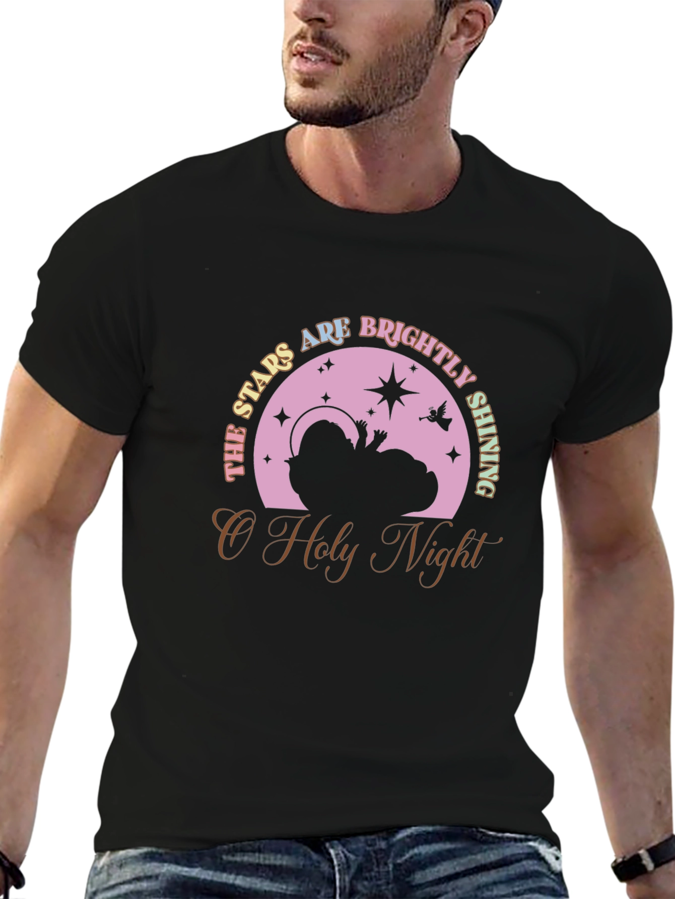 O Holy Night Stars Brightly Shining Christmas T-Shirt