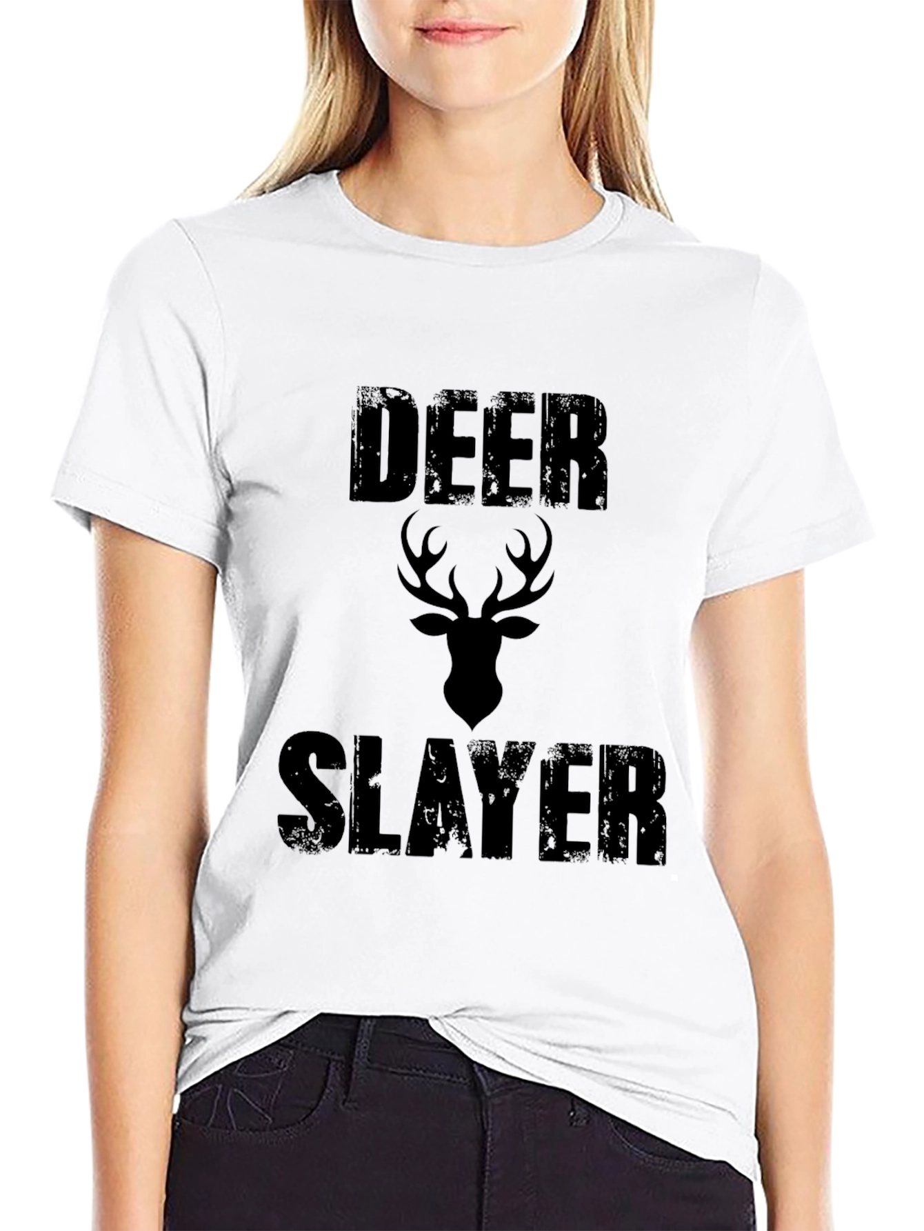 Deer Slayer Graphic Print Mens Black T-Shirt