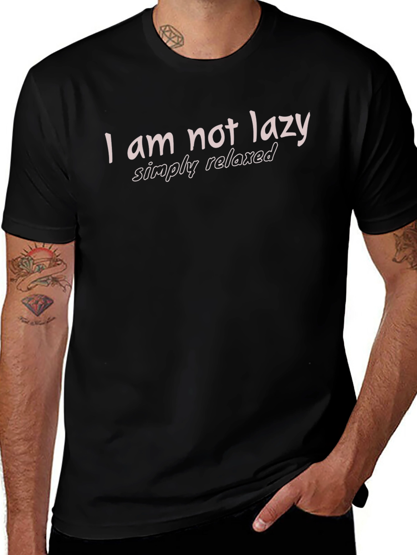 Relaxed Fit Graphic Tee - I am not lazy
