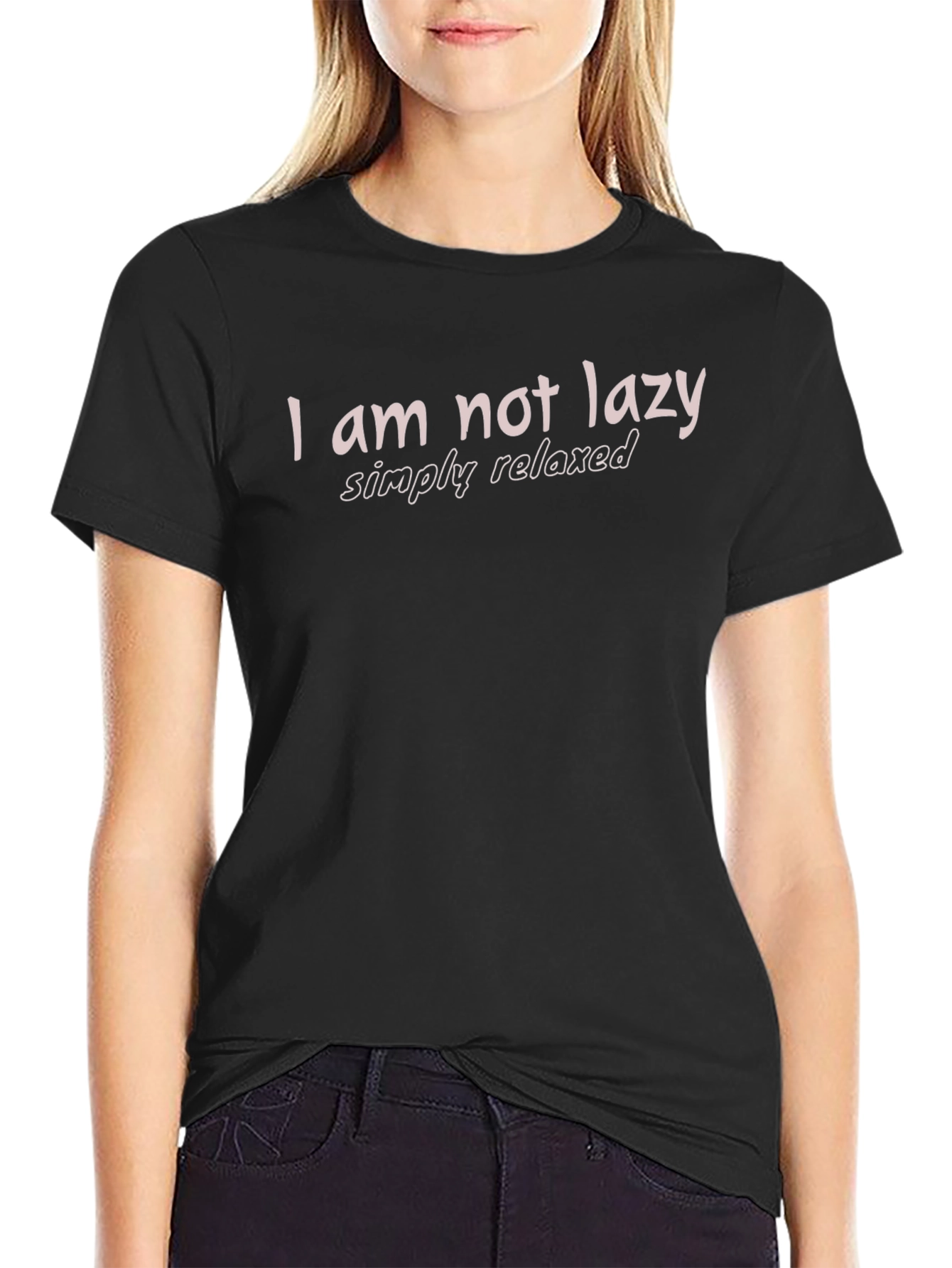 Relaxed Fit Graphic Tee - I am not lazy
