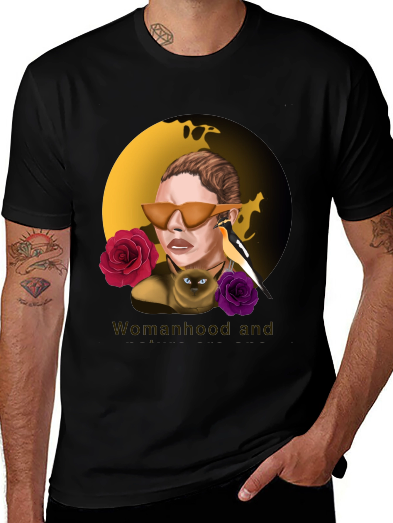 Womanhood and Art Graphic Black T-Shirt