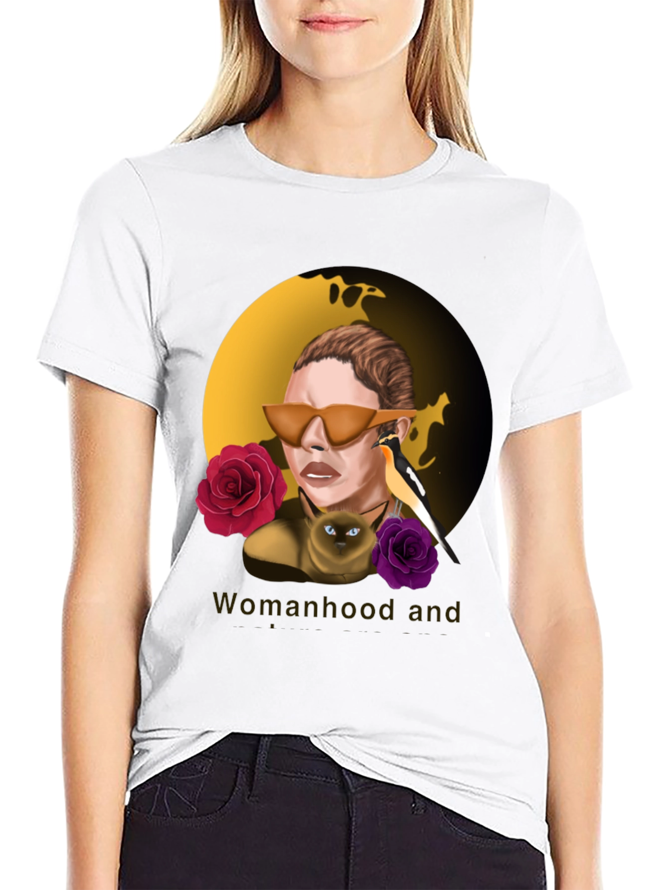 Womanhood and Art Graphic Black T-Shirt
