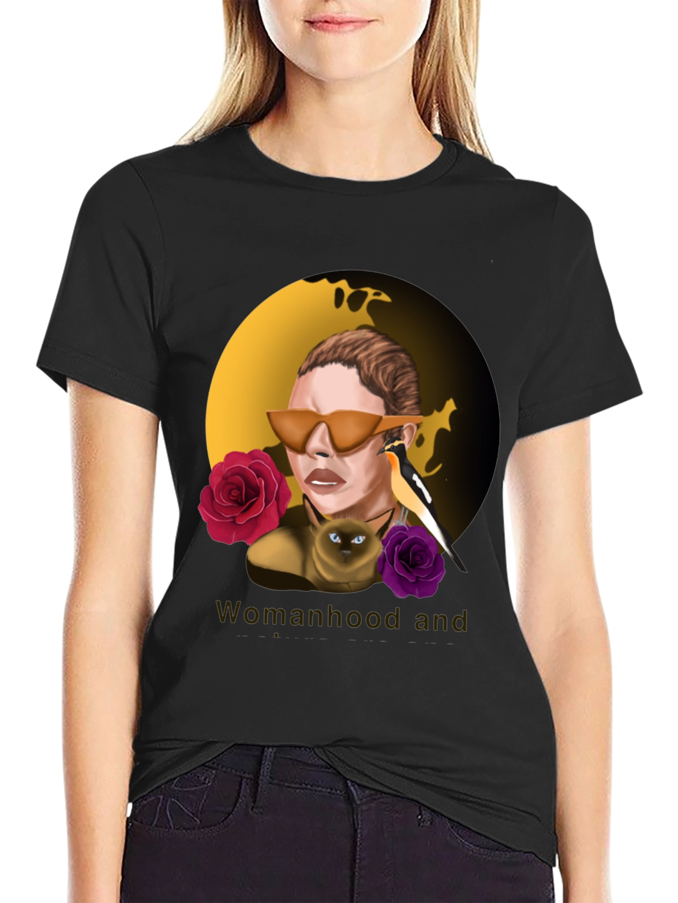 Womanhood and Art Graphic Black T-Shirt