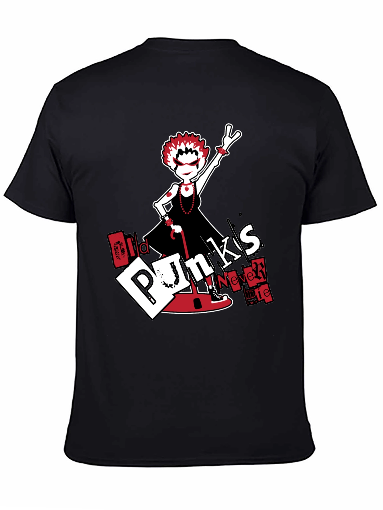 Old Punks Never Die Black Graphic Tee