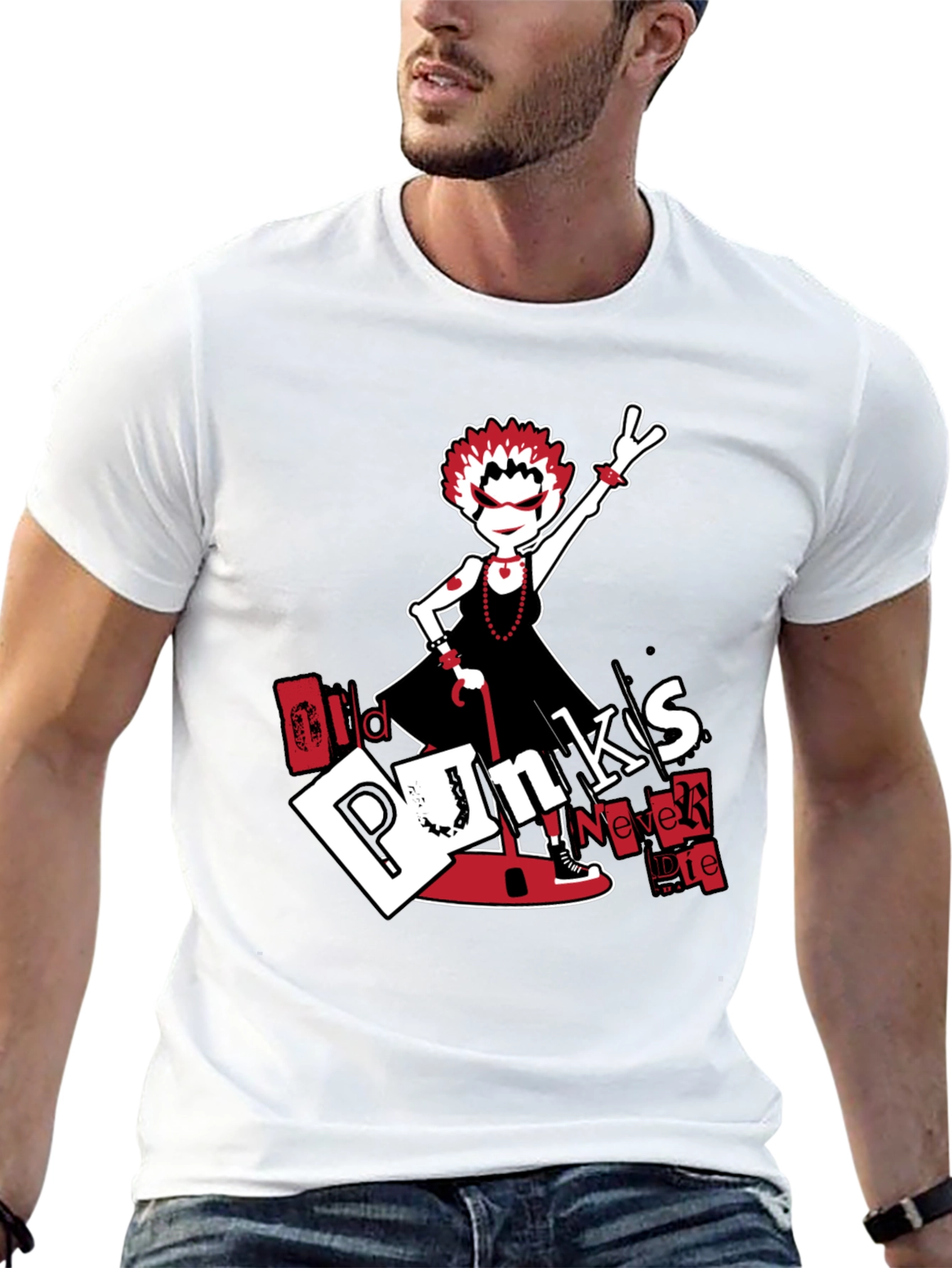 Old Punks Never Die Black Graphic Tee