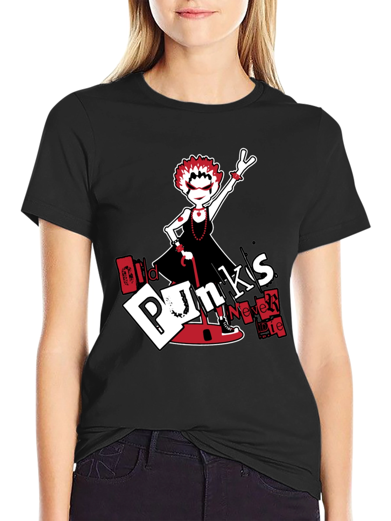 Old Punks Never Die Black Graphic Tee