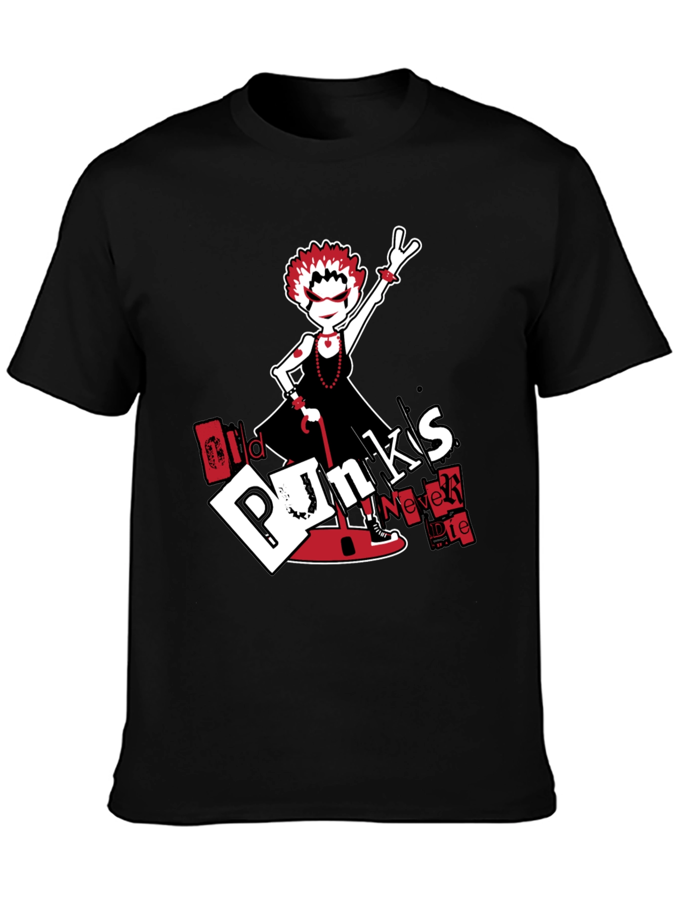 Old Punks Never Die Black Graphic Tee