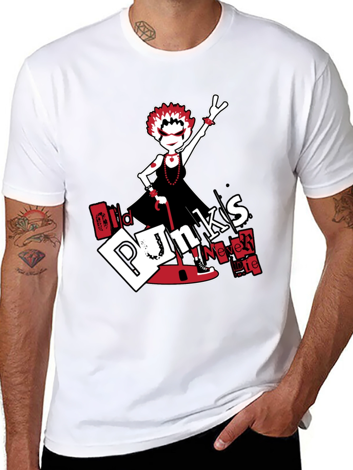 Old Punks Never Die Black Graphic Tee