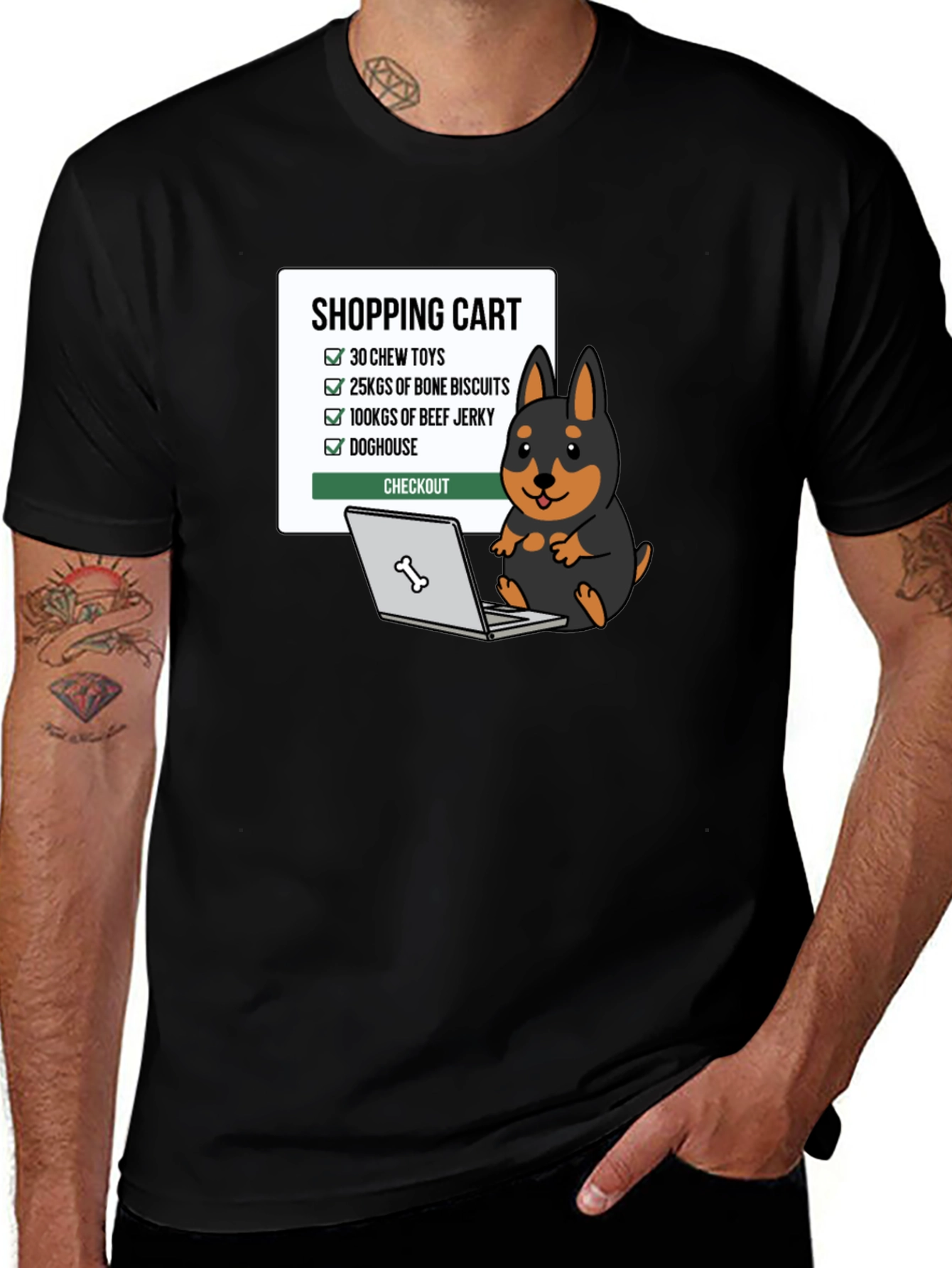 Dog Lover Shopping Cart Graphic T-Shirt