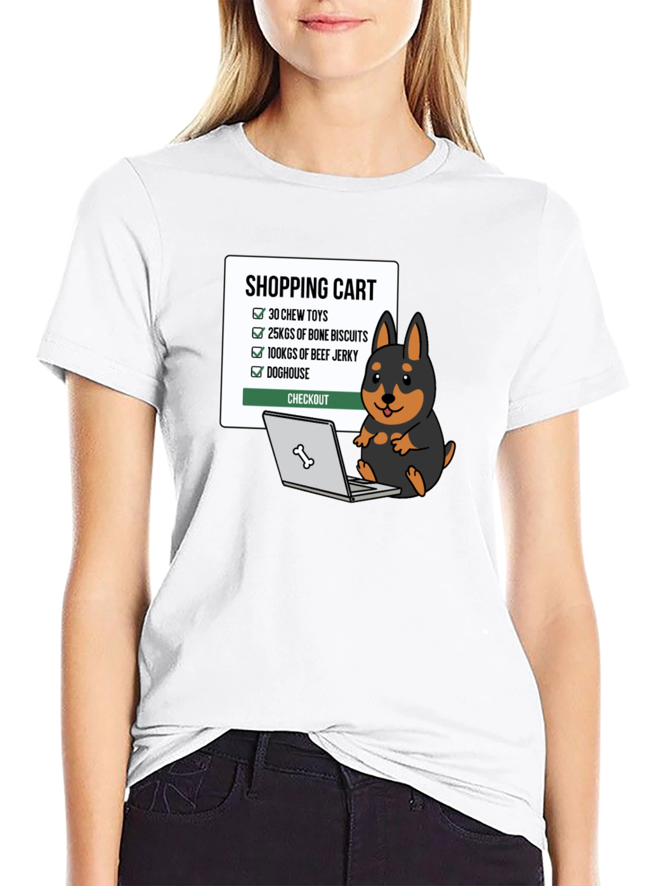 Dog Lover Shopping Cart Graphic T-Shirt
