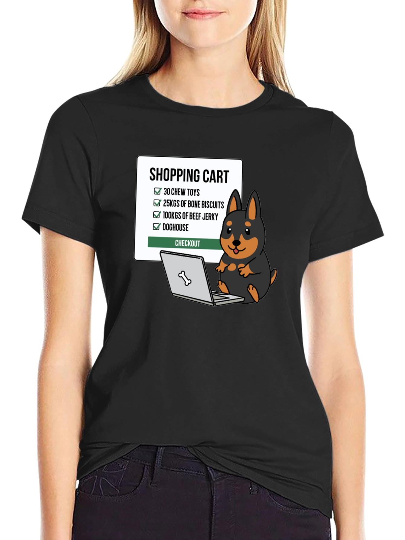 Dog Lover Shopping Cart Graphic T-Shirt