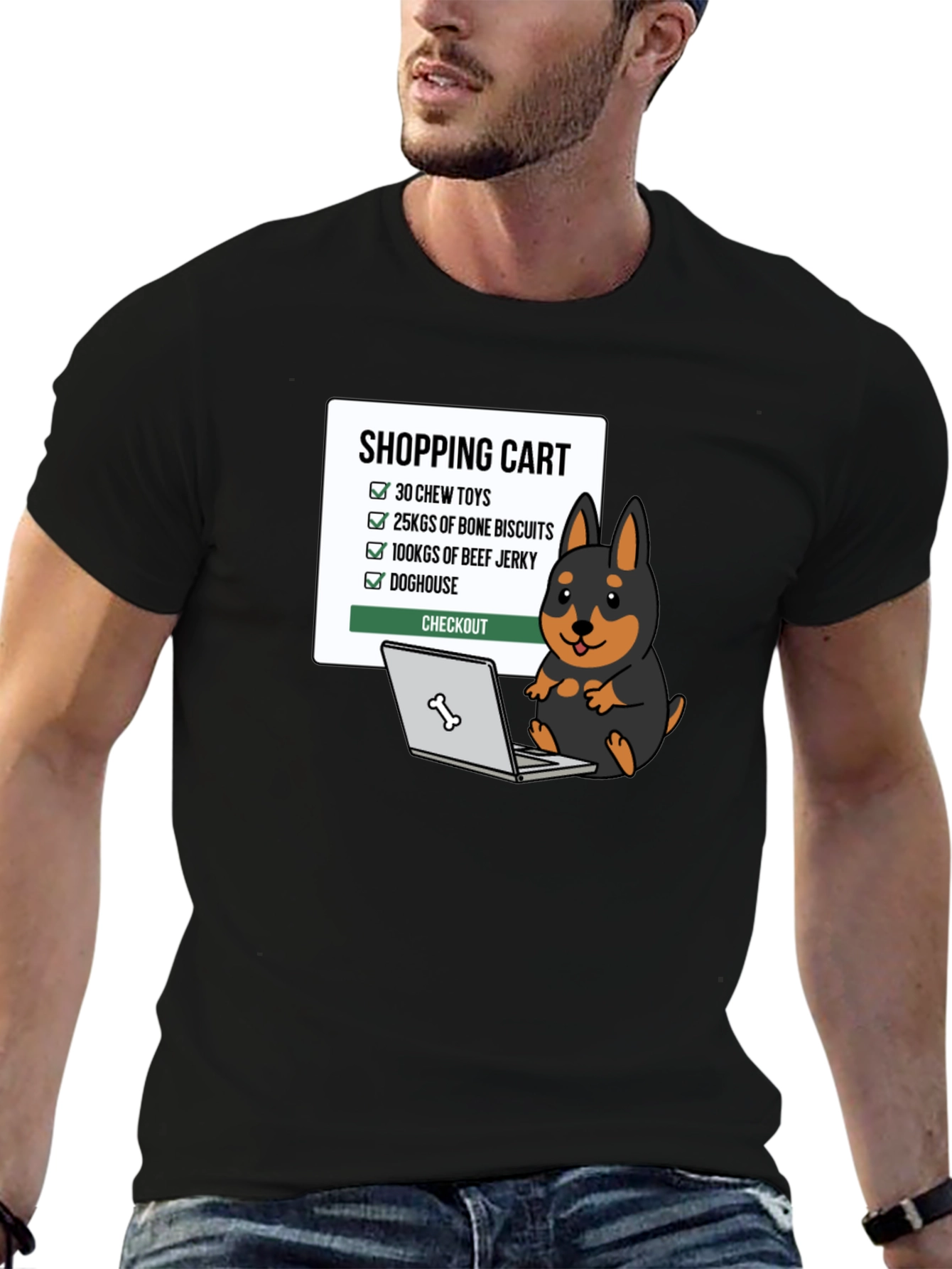 Dog Lover Shopping Cart Graphic T-Shirt