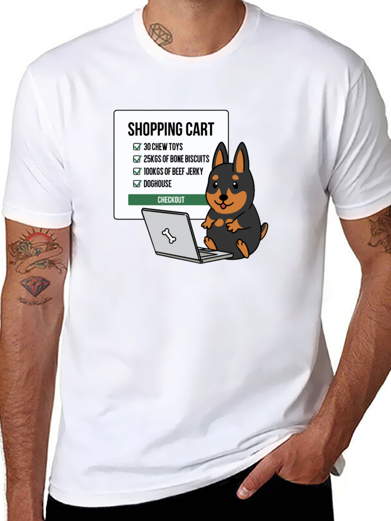 Dog Lover Shopping Cart Graphic T-Shirt