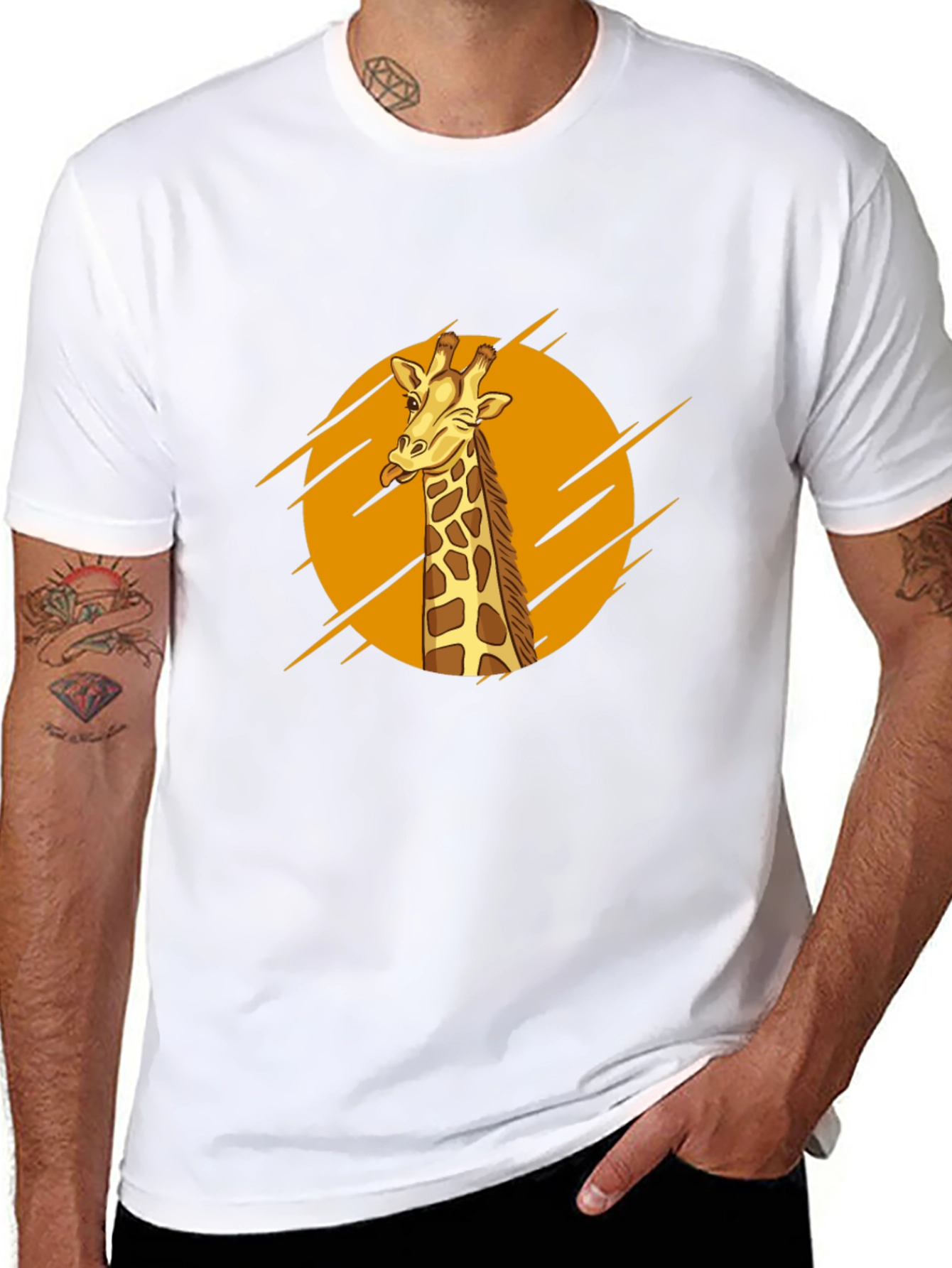 Funny Giraffe Graphic T-Shirt - Black Cotton Tee