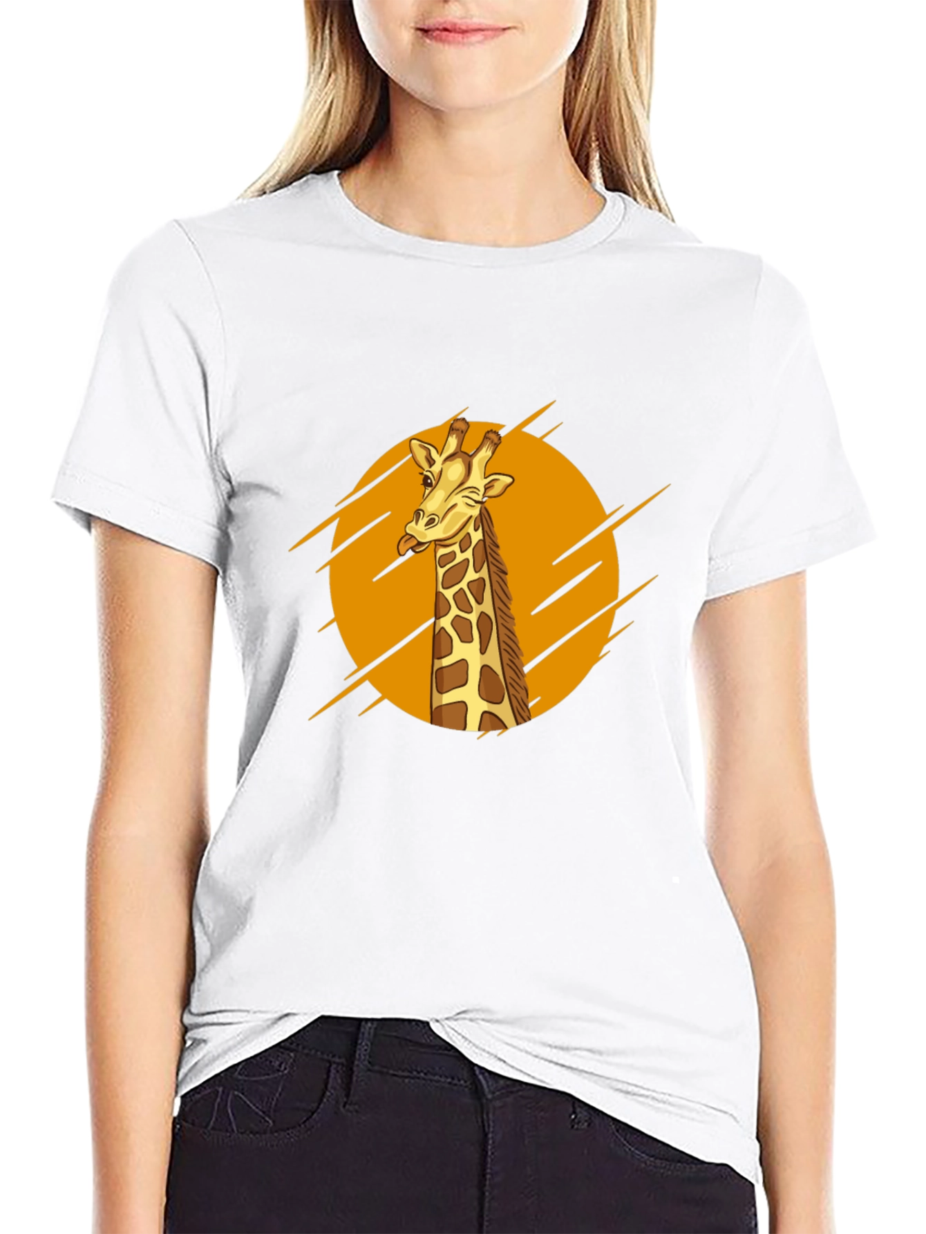 Funny Giraffe Graphic T-Shirt - Black Cotton Tee