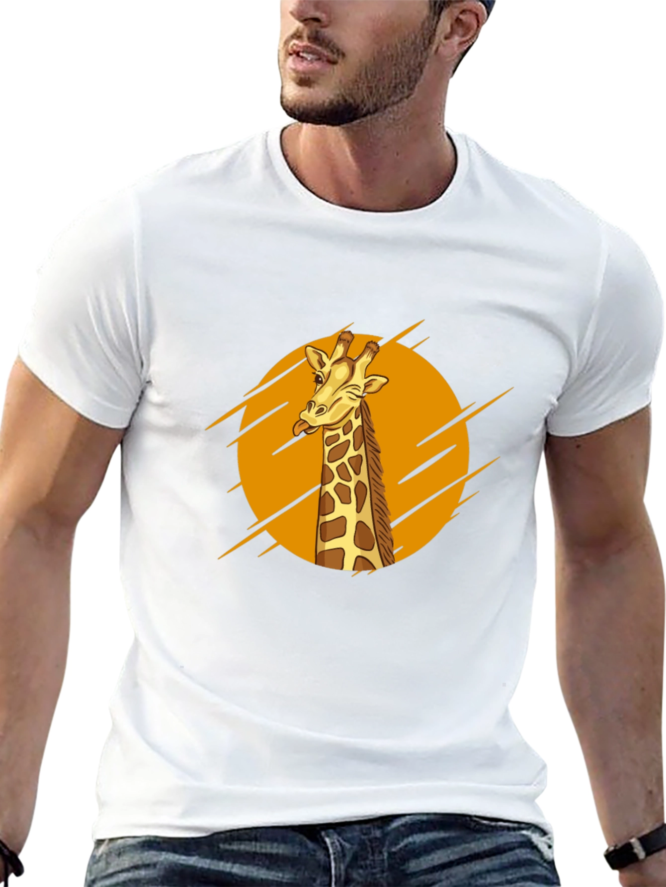 Funny Giraffe Graphic T-Shirt - Black Cotton Tee