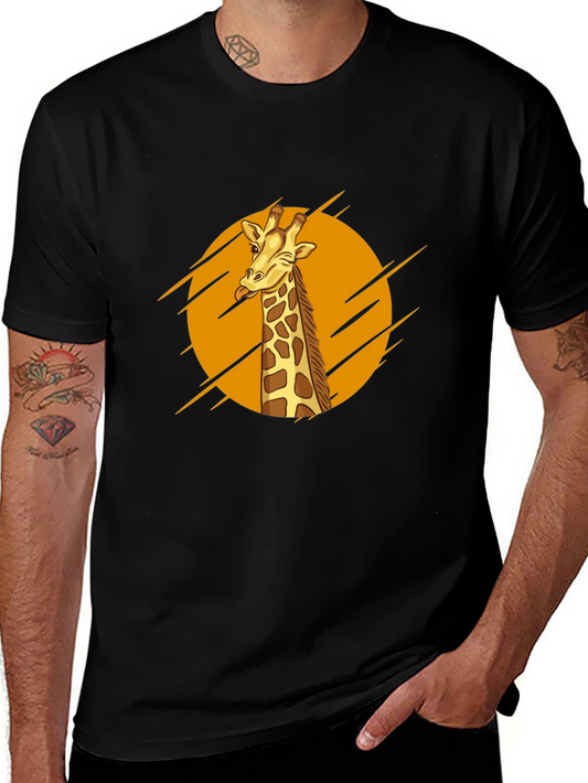 Funny Giraffe Graphic T-Shirt - Black Cotton Tee