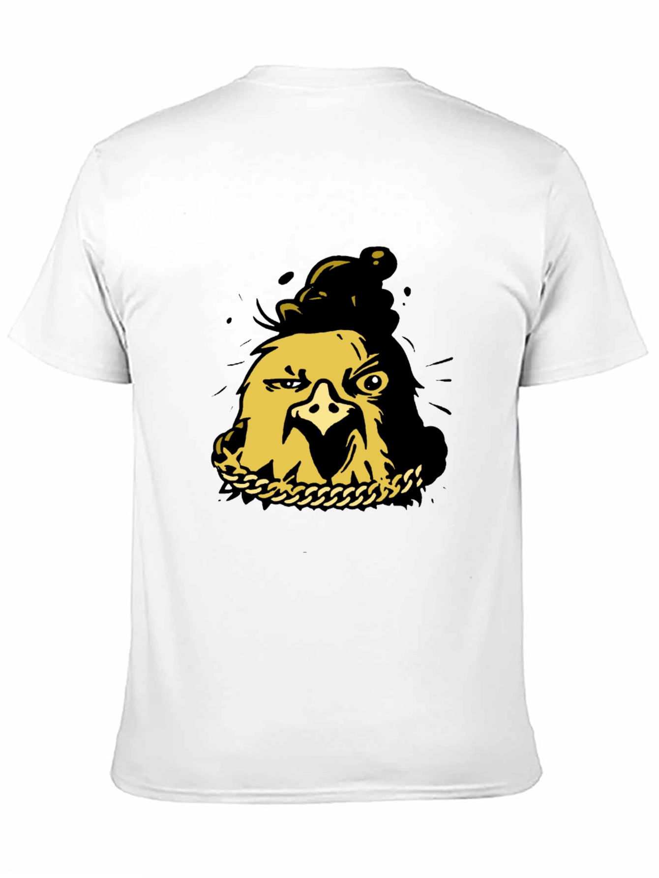 Black T-Shirt with Gold Cartoon Chicken Graphic