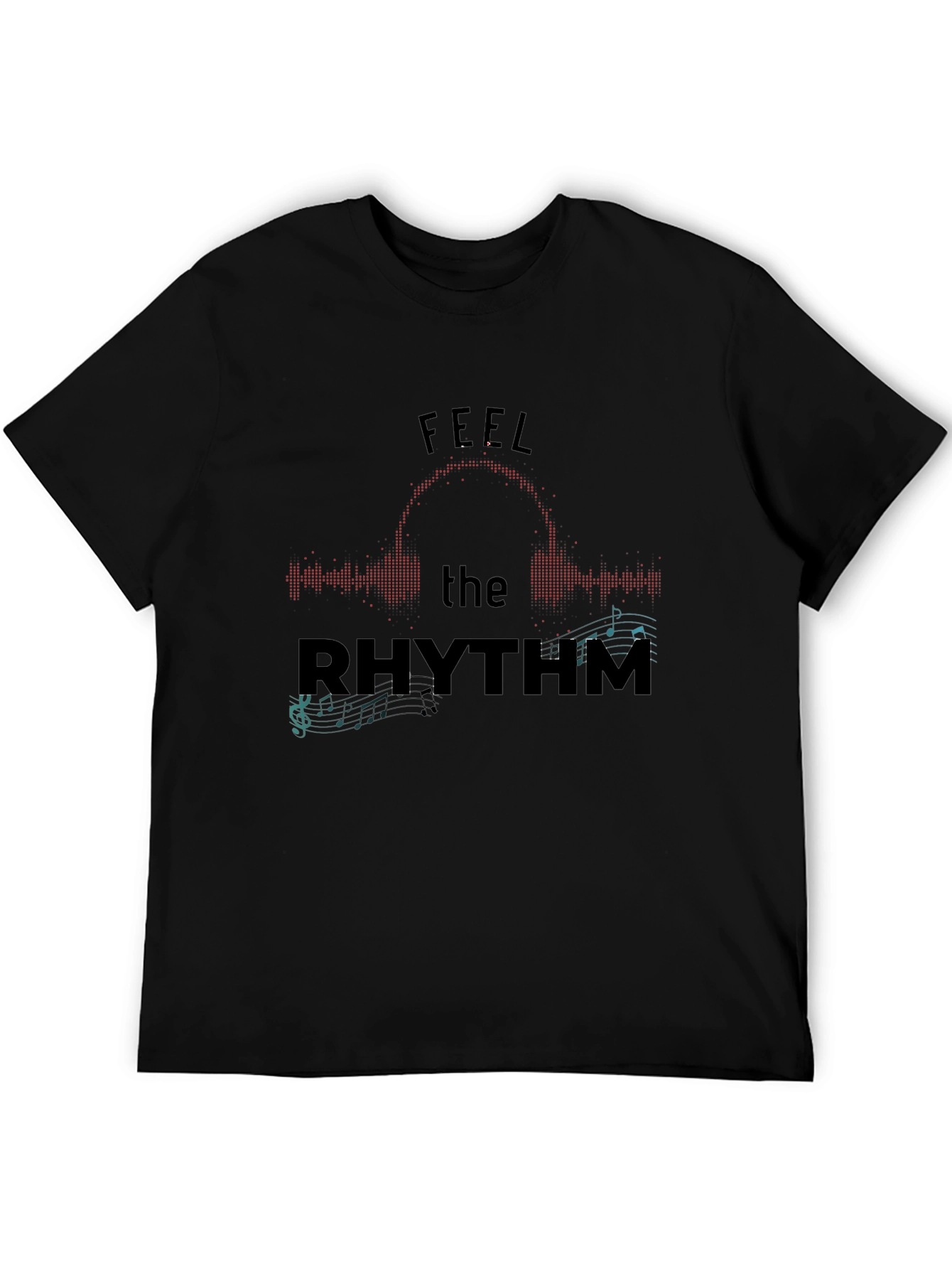 Feel the Rhythm Graphic Print Mens Black T-Shirt
