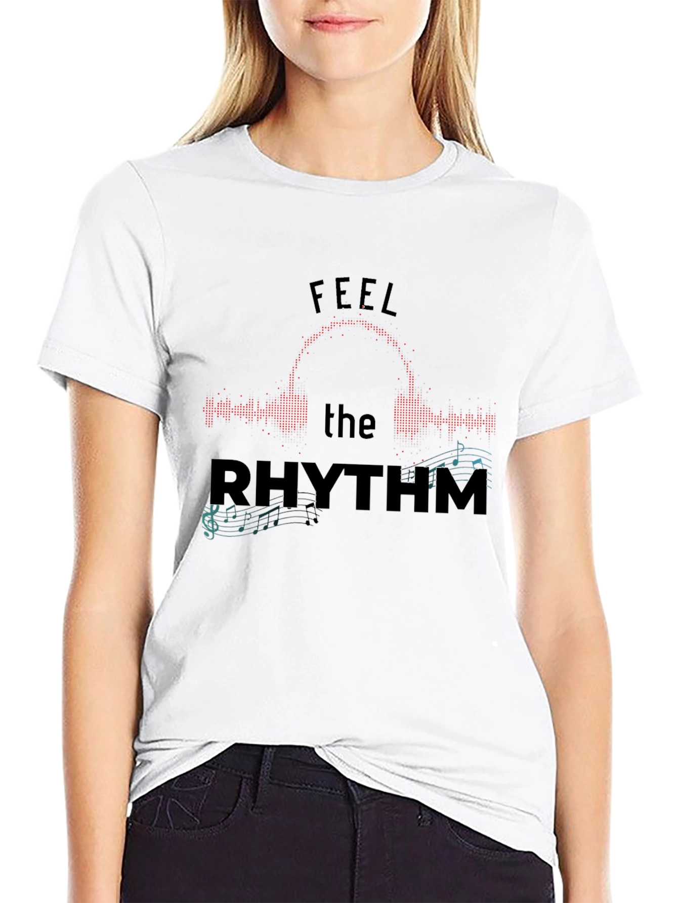 Feel the Rhythm Graphic Print Mens Black T-Shirt