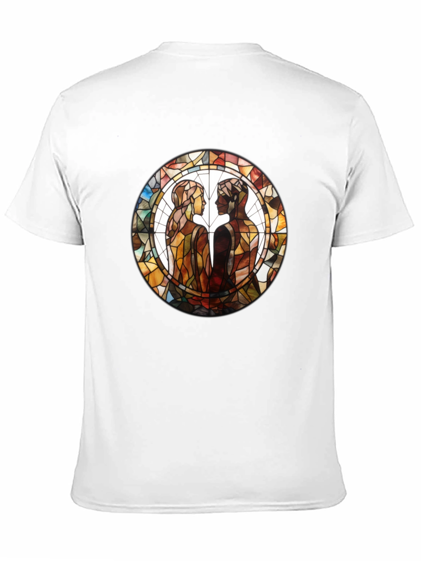 Stained Glass Lovers Graphic Tee - Artistic Black T-Shirt