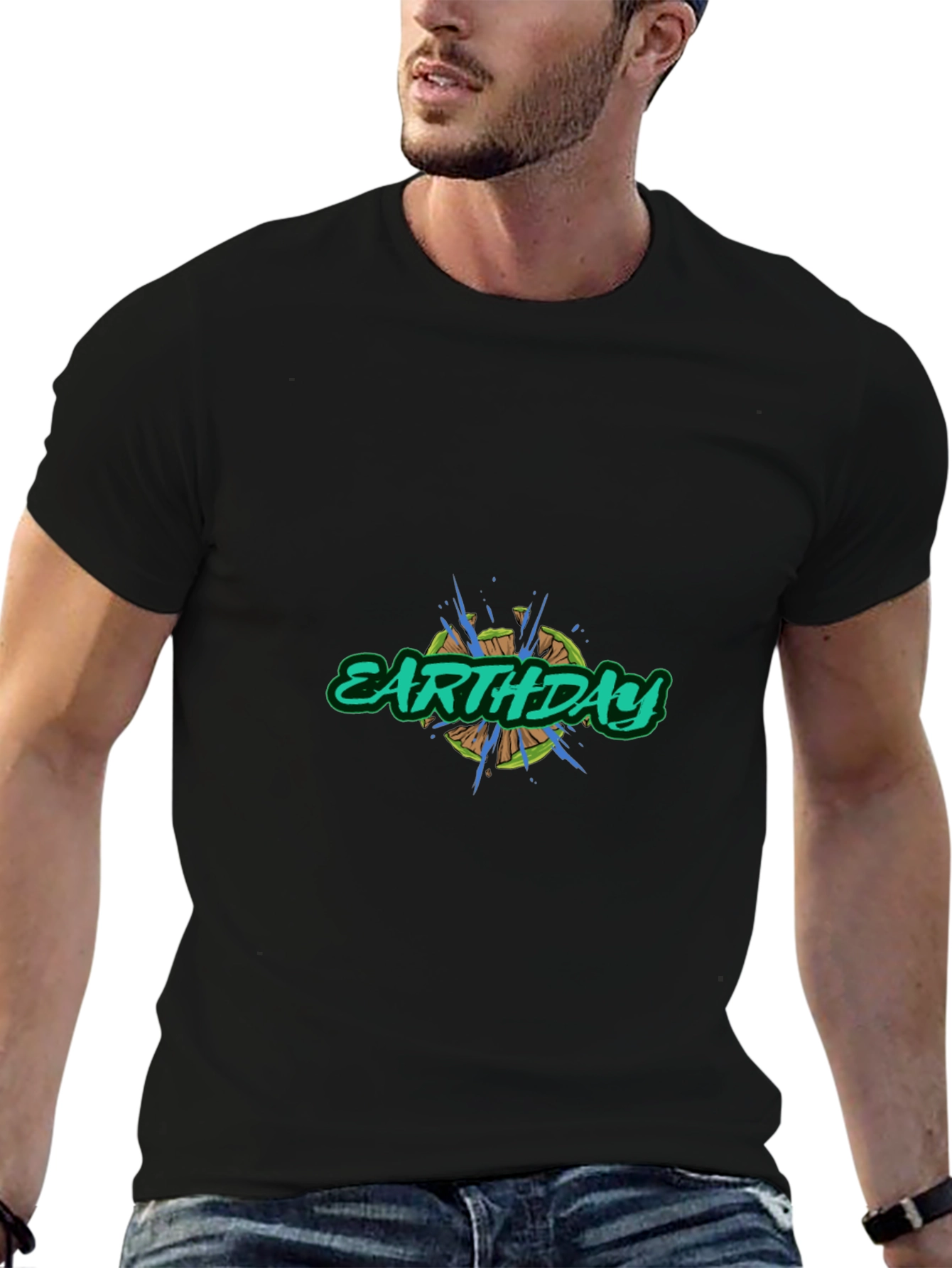 Earth Day Graphic Tee - Black Cotton Blend