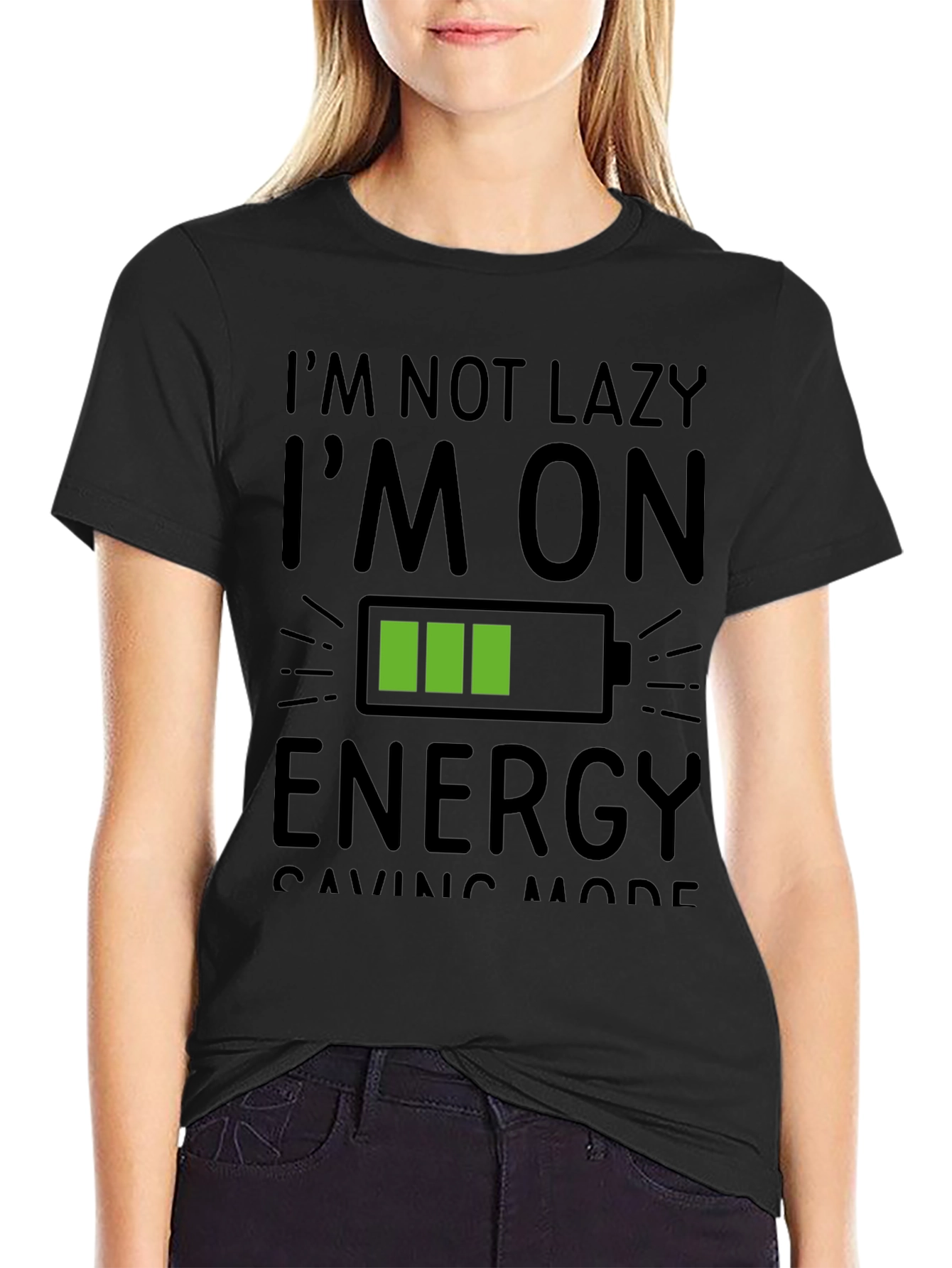 Im Not Lazy Energy Saving Mode Black T-Shirt