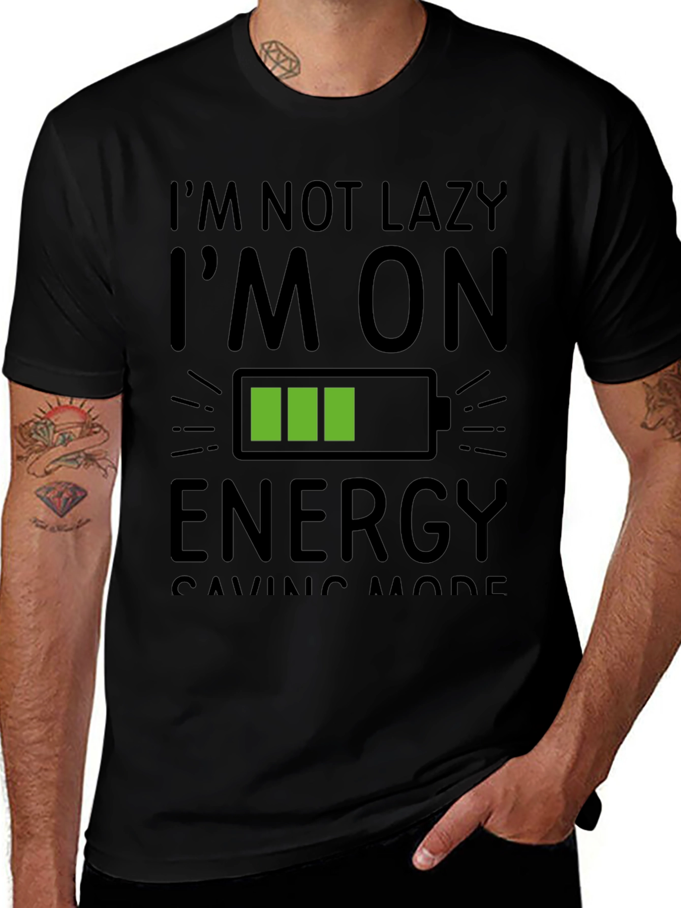 Im Not Lazy Energy Saving Mode Black T-Shirt