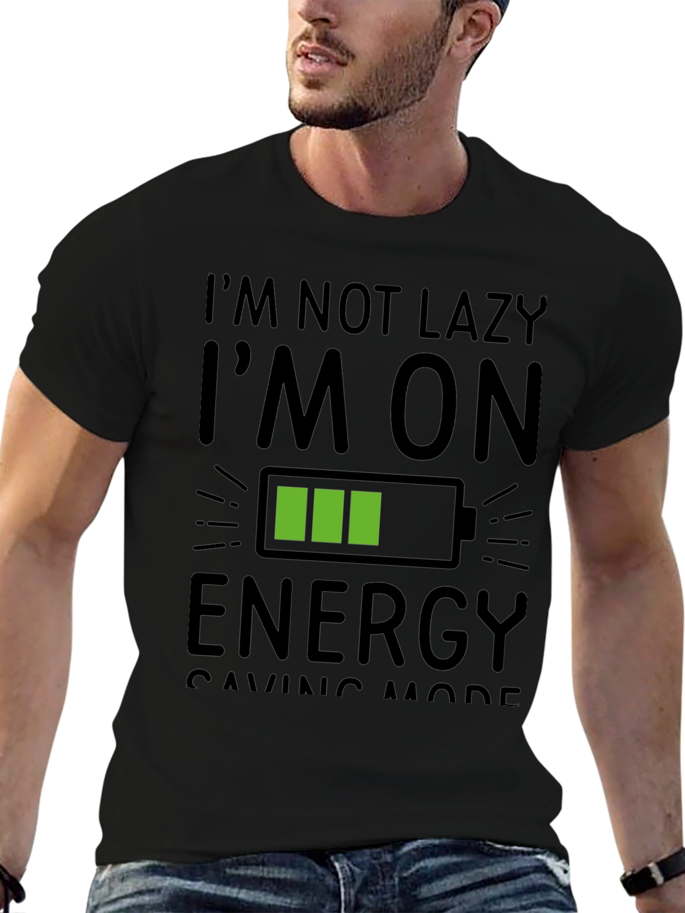 Im Not Lazy Energy Saving Mode Black T-Shirt