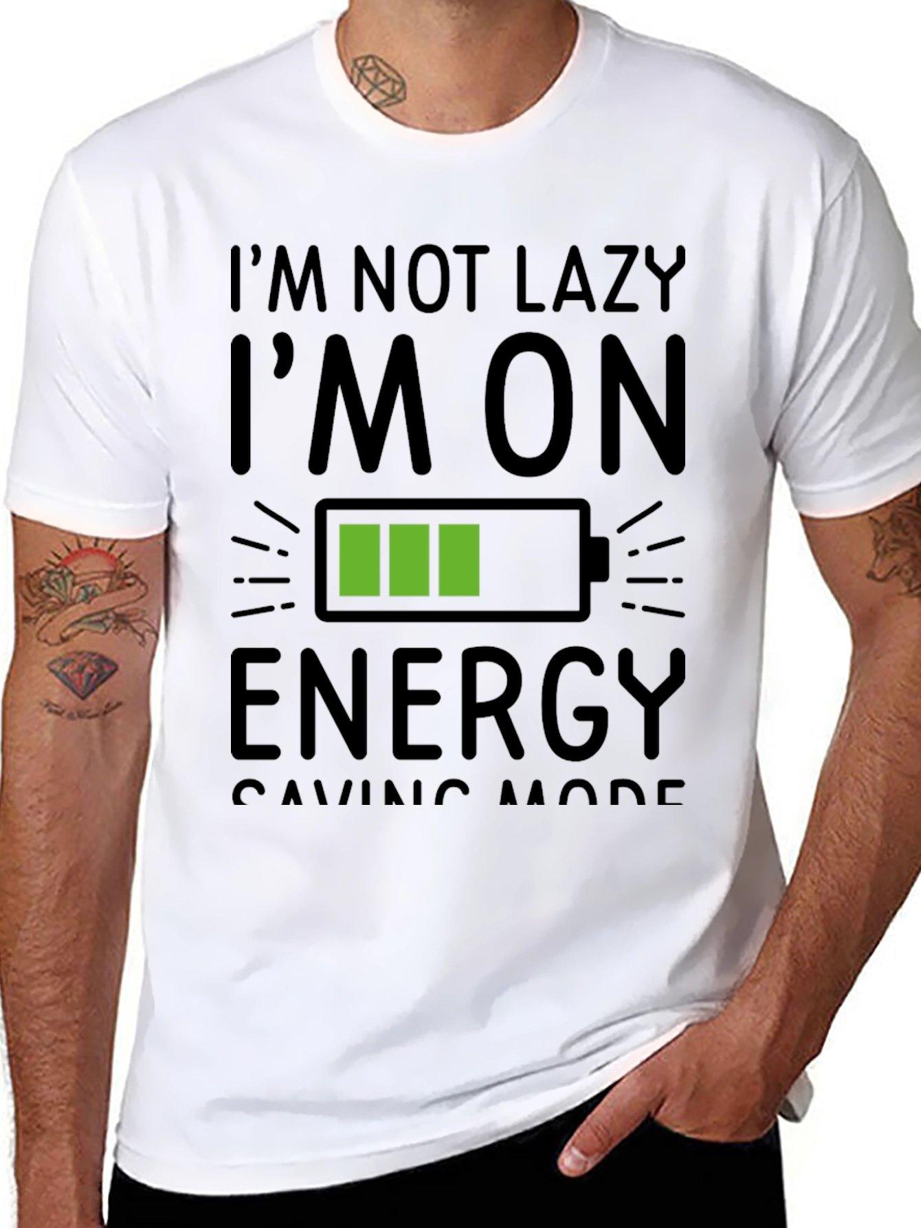 Im Not Lazy Energy Saving Mode Black T-Shirt