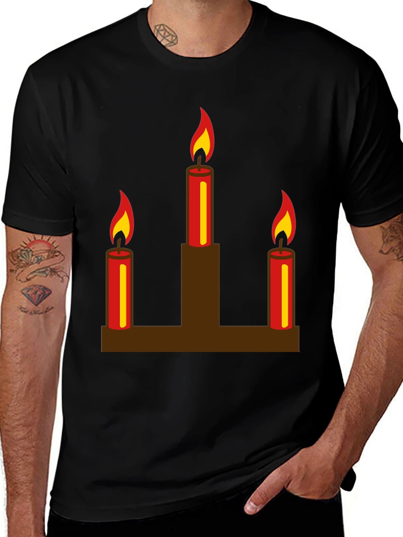Candle Graphic Black T-Shirt