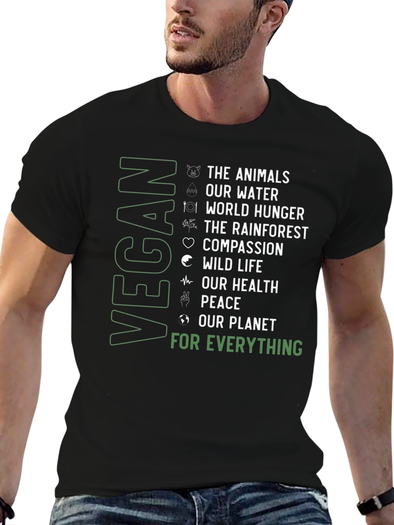 Vegan Cause T-Shirt: Animals Water Planet & More
