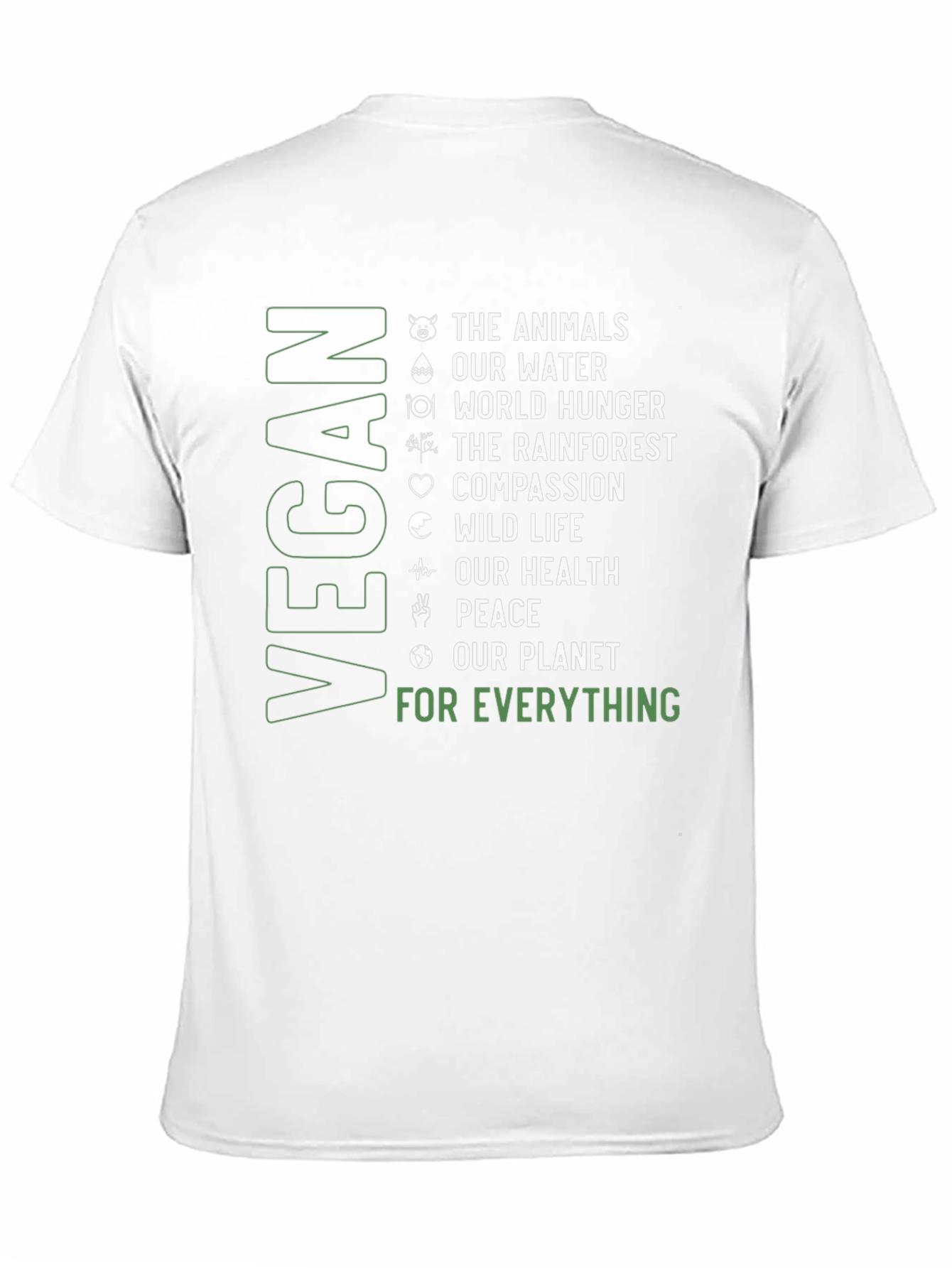 Vegan Cause T-Shirt: Animals Water Planet & More