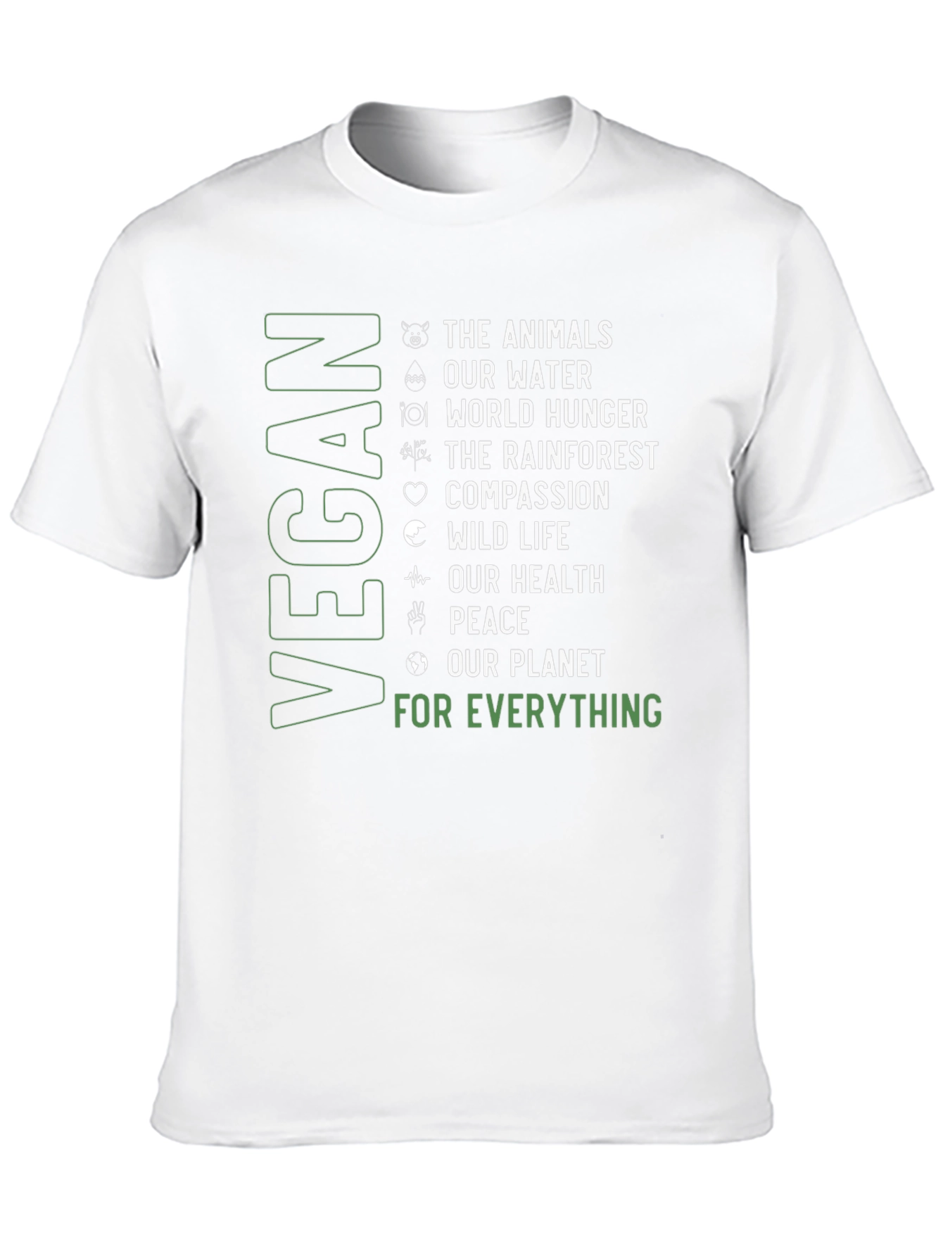 Vegan Cause T-Shirt: Animals Water Planet & More