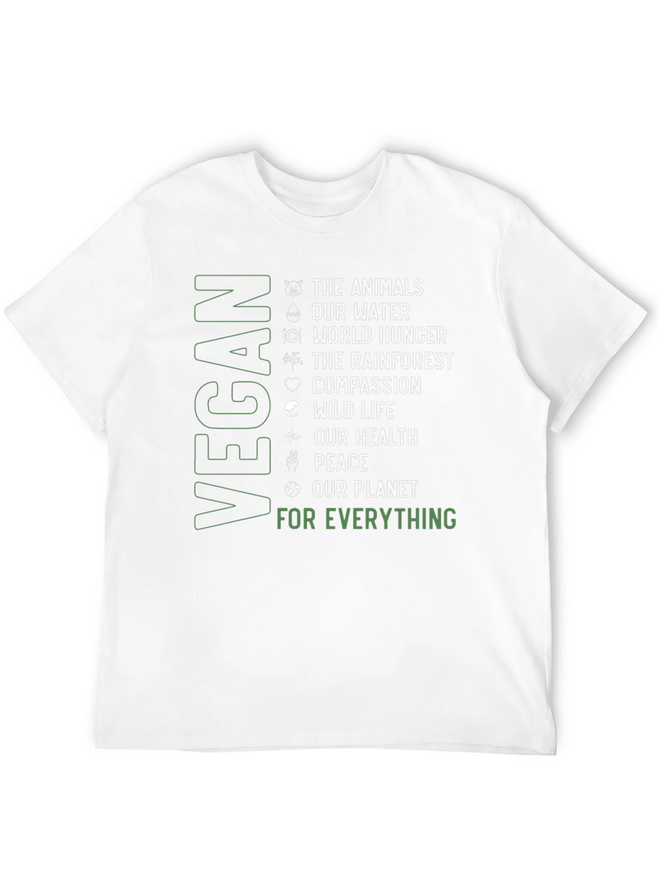 Vegan Cause T-Shirt: Animals Water Planet & More